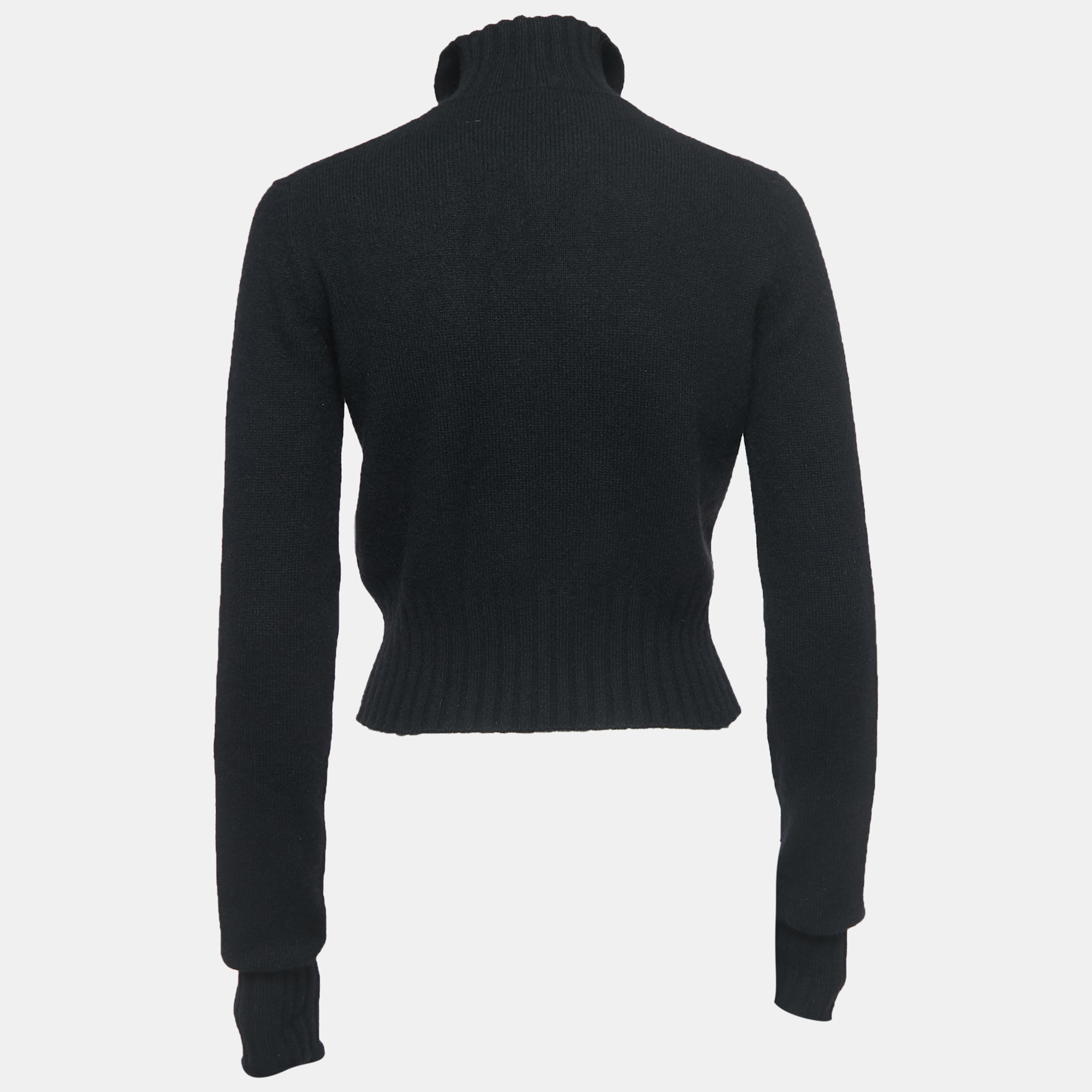 

Chanel Black Cashmere High Neck Peak Sweater Top