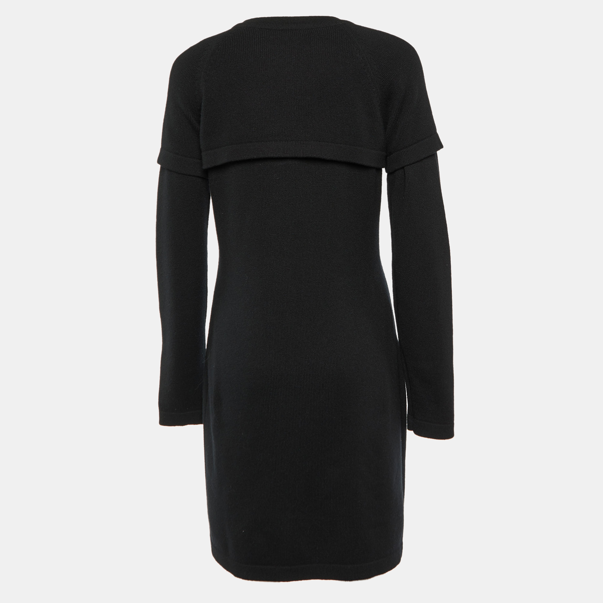 

Chanel Black Cashmere Knit Button Front Midi Dress