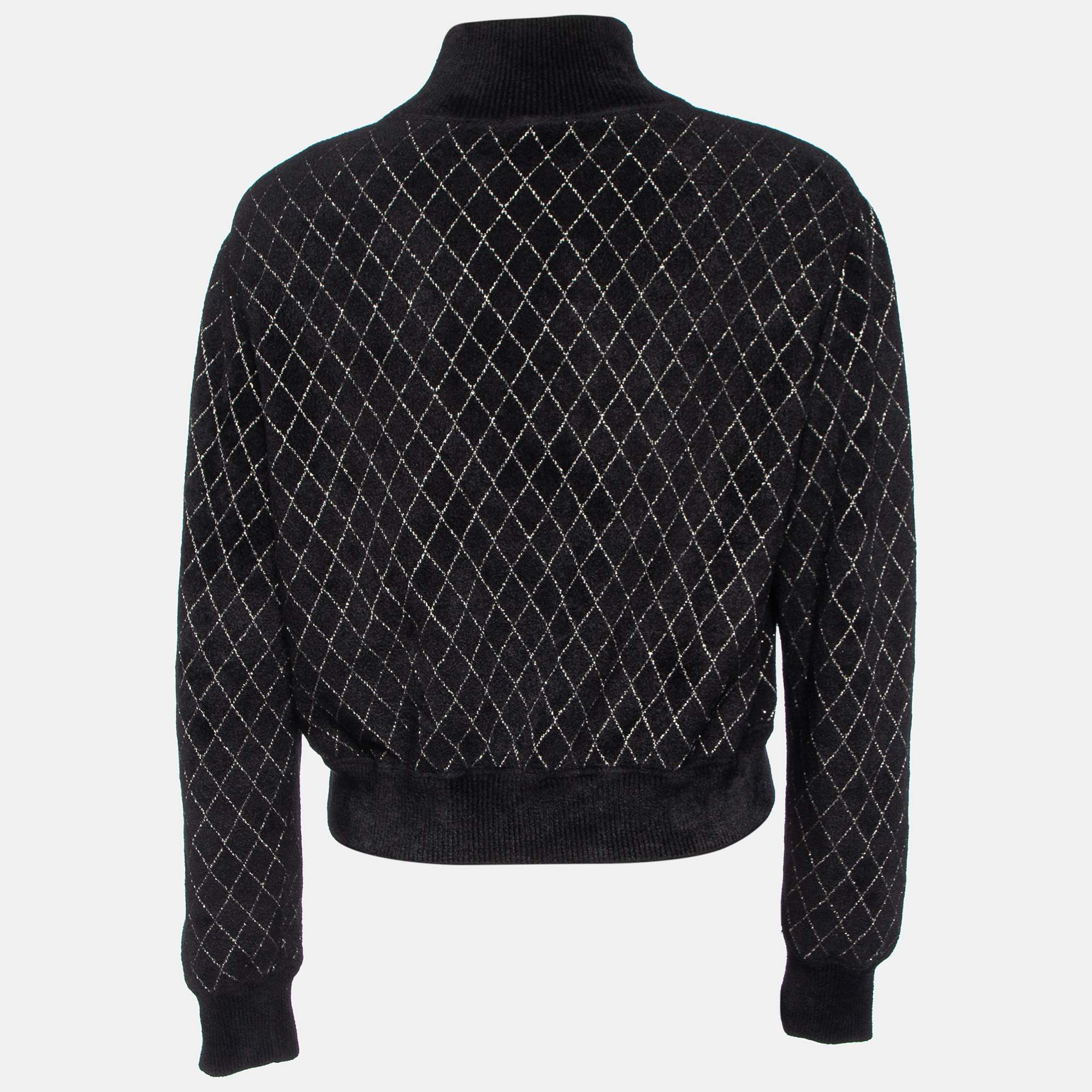 

Chanel Black Lurex Knit Half Zip Pullover