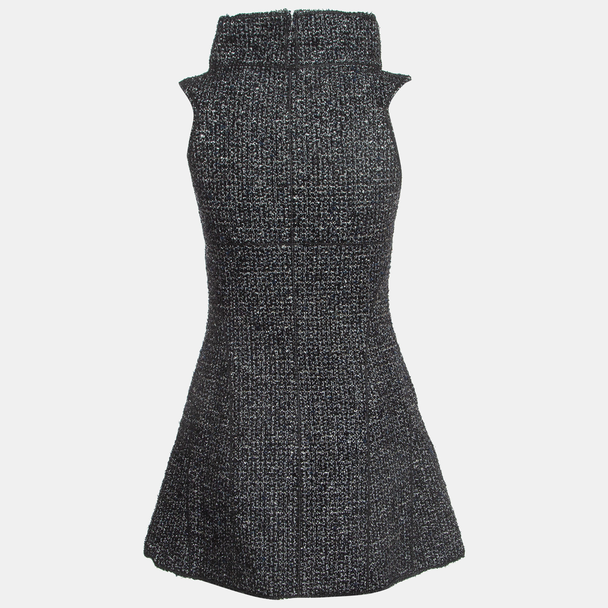 

Chanel Black Tweed Zip Front Sleeveless Mini Dress