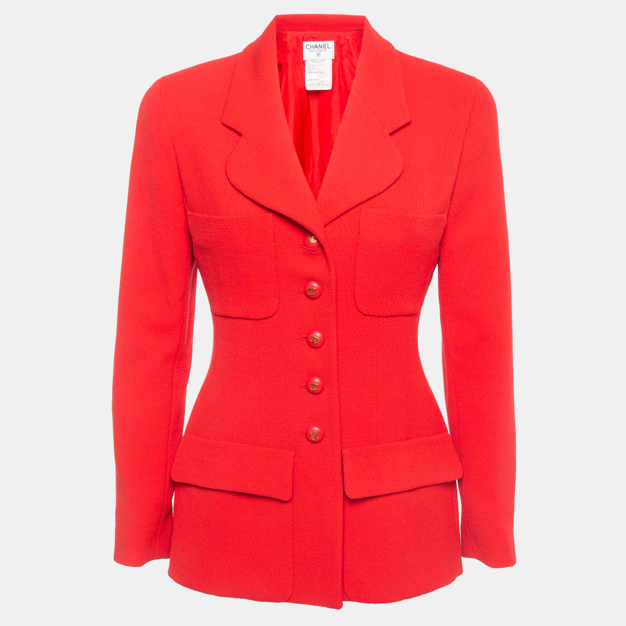 

Chanel Vintage Red Wool Tailored Jacket