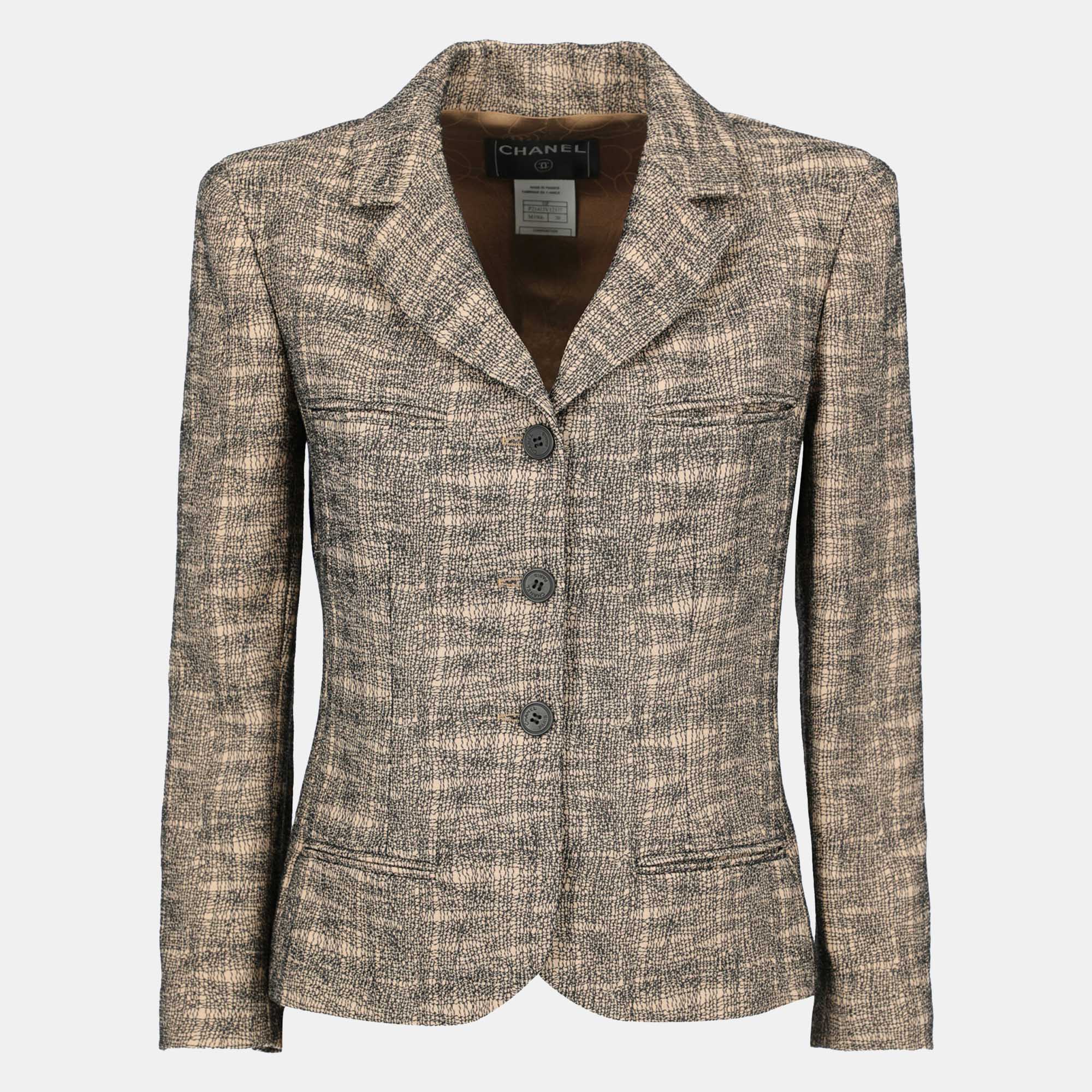 Pre Owned Chanel  Women's Wool Pant Set - Beige - XS