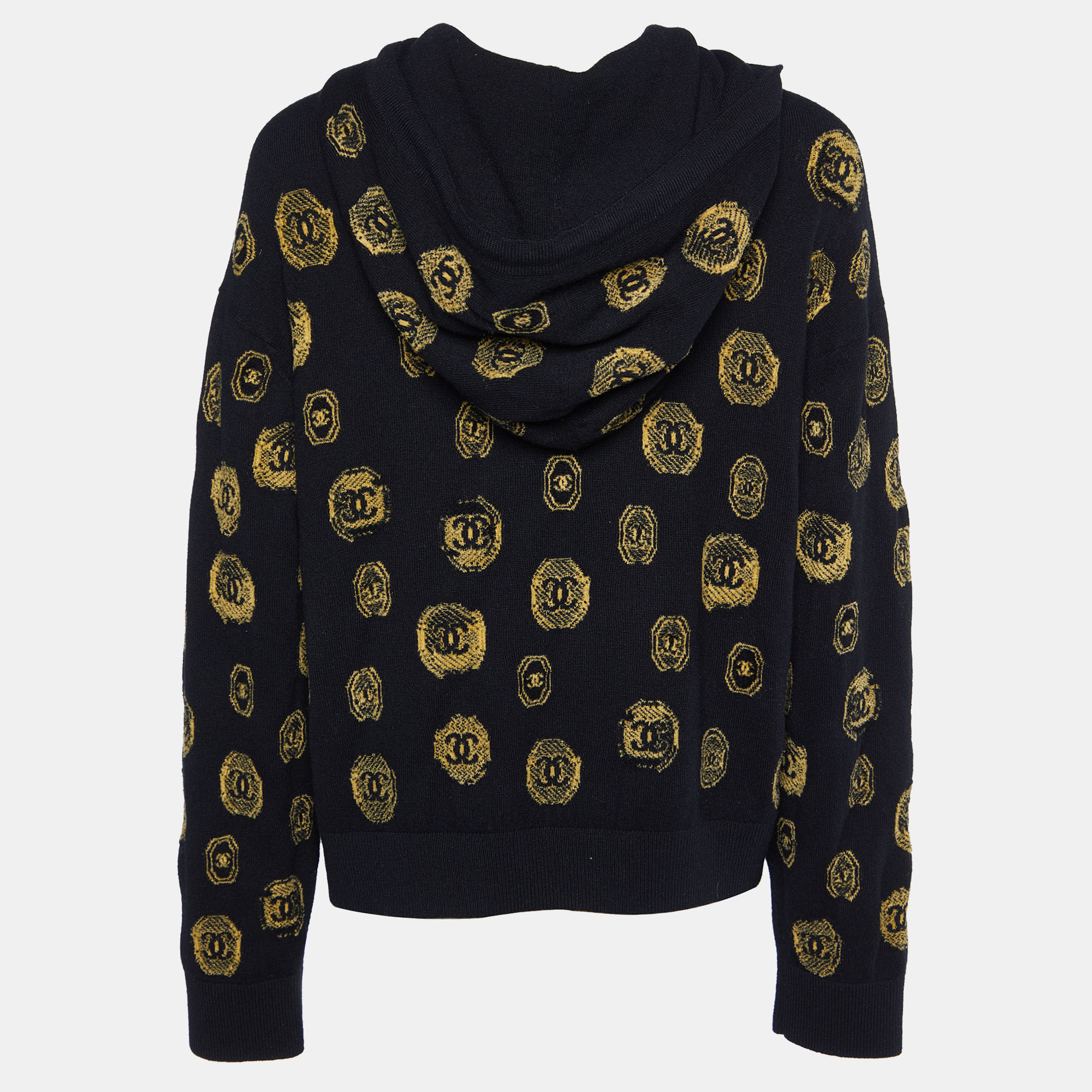 

Chanel Black CC Coin Cashmere Knit Hooded Sweater