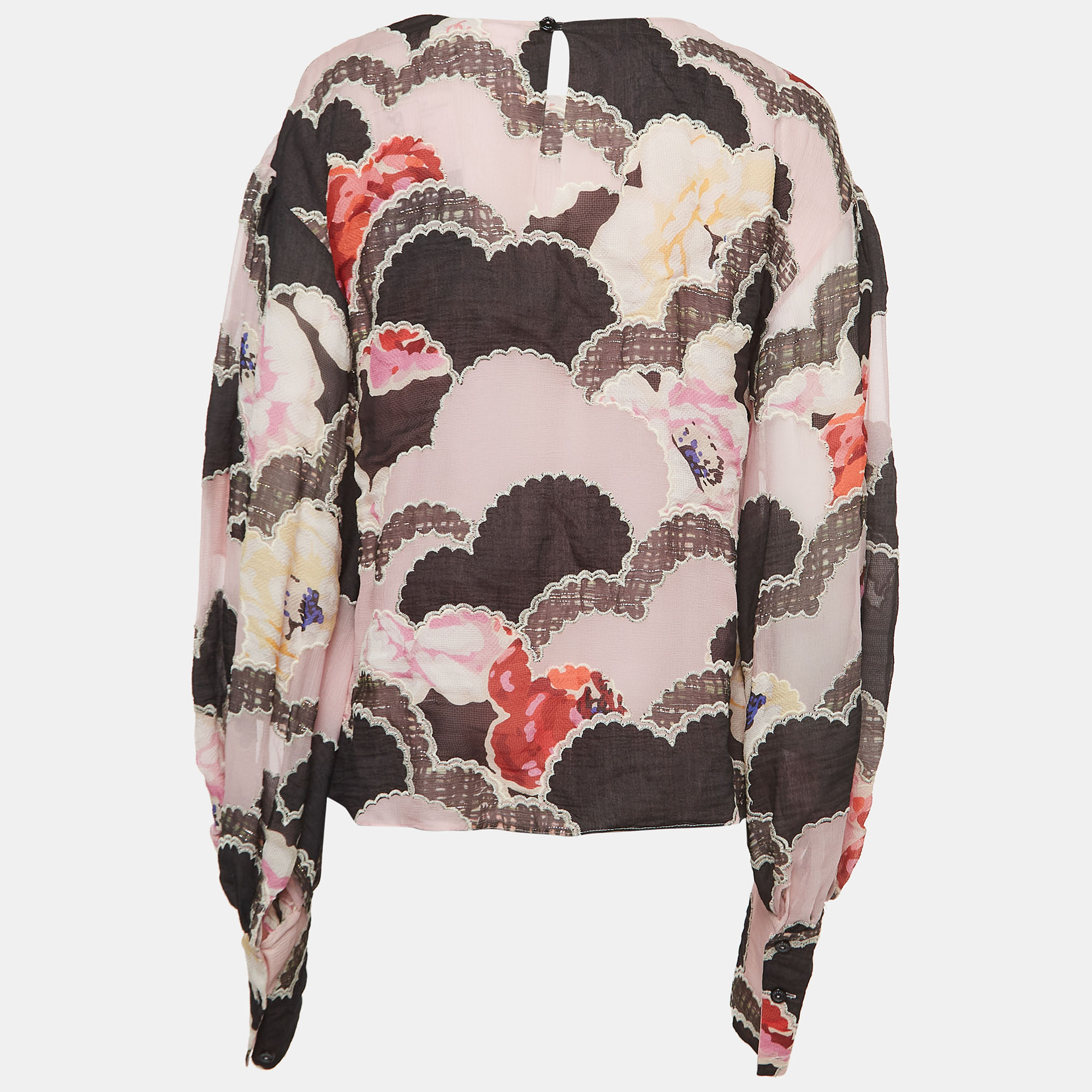 

Chanel Multicolor Embroidered Silk Long Sleeve Blouse