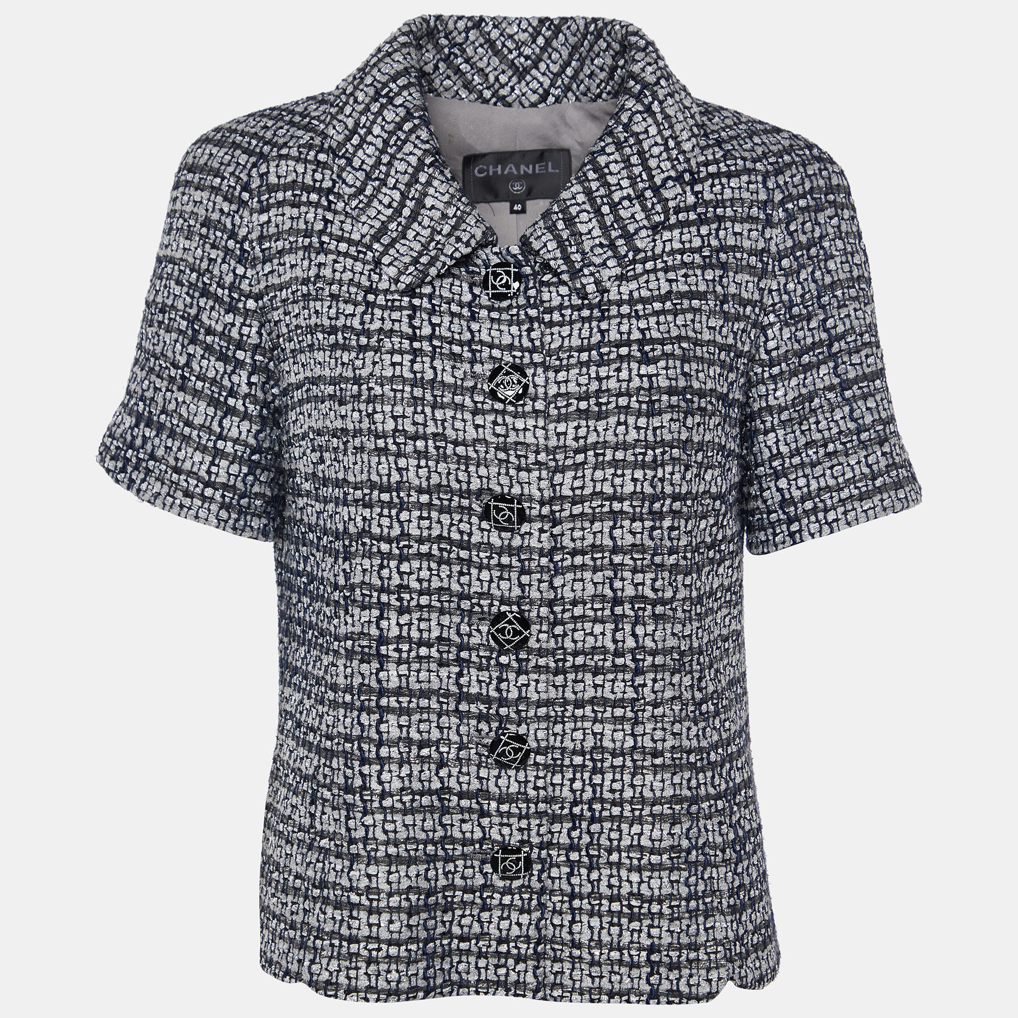 Chanel Metallic/Multicolor Tweed Suit Jacket M