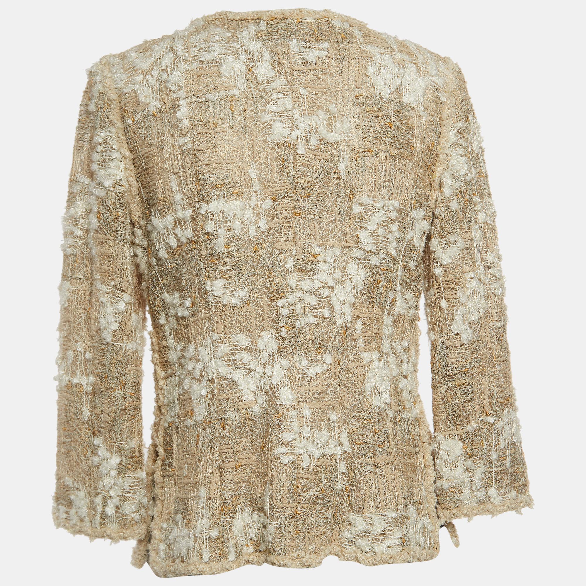 

Chanel Beige/Cream Boucle Tweed Buttoned Jacket