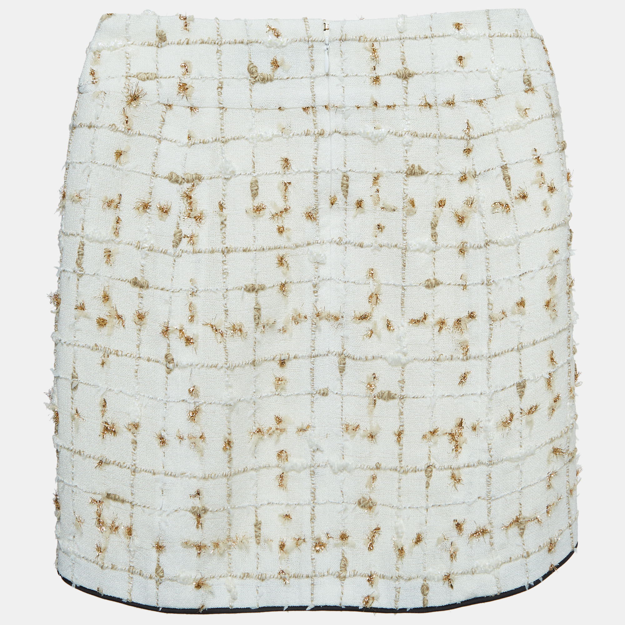 

Chanel White/Gold Tweed Mini Skirt