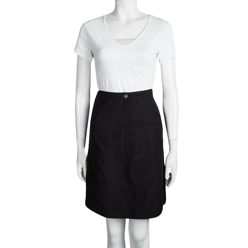 

Chanel Black Wool Paneled A-Line Skirt