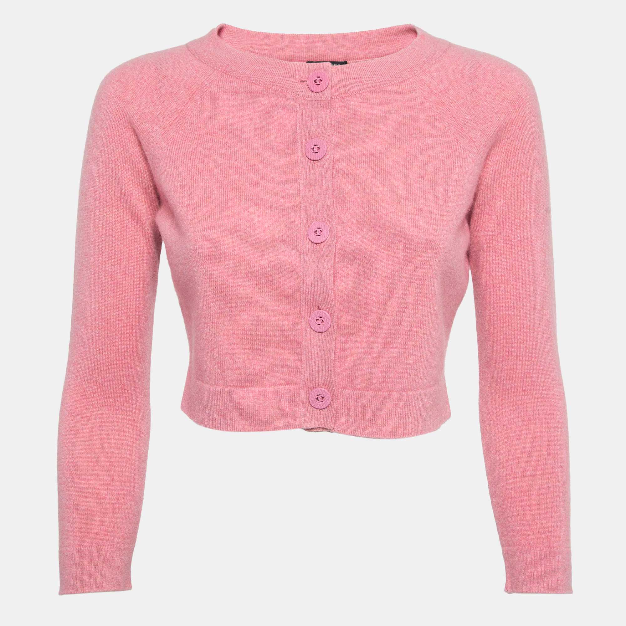 

Chanel Pink Cashmere Cropped Cardigan