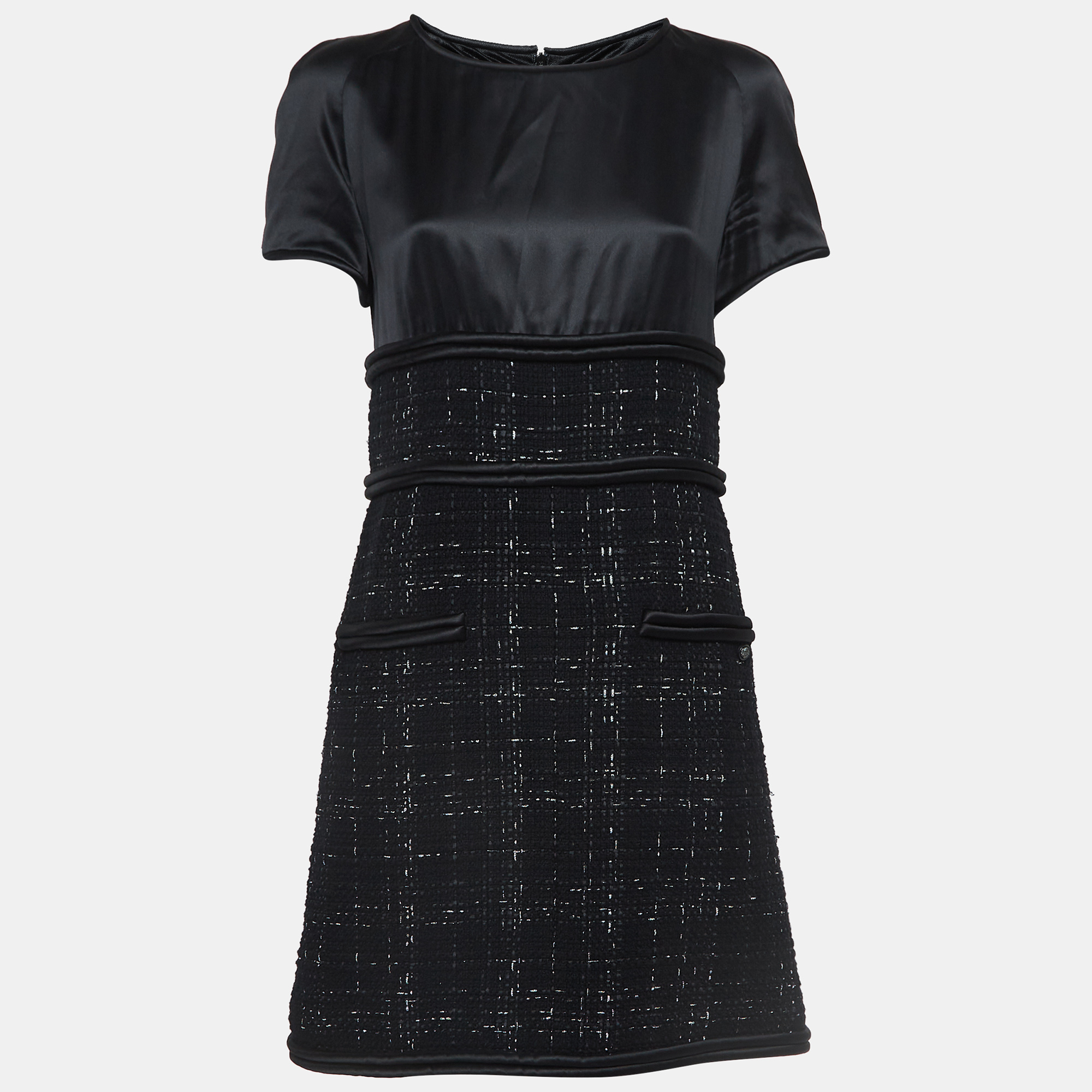

Chanel Black Silk and Tweed Short Sleeve Mini Dress