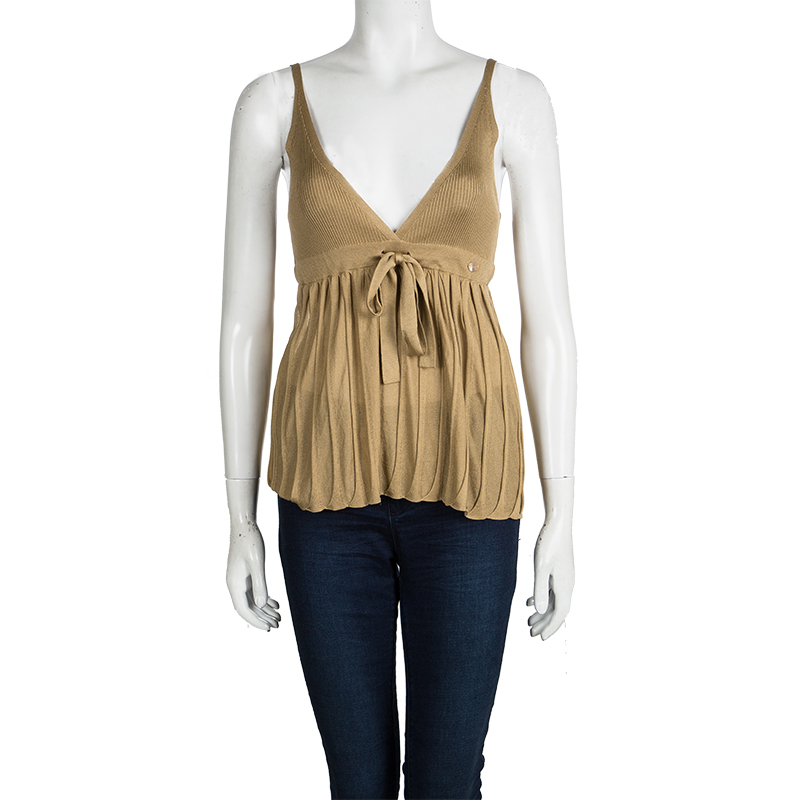 

Chanel Mustard Brown Tie Detail Knit Camisole