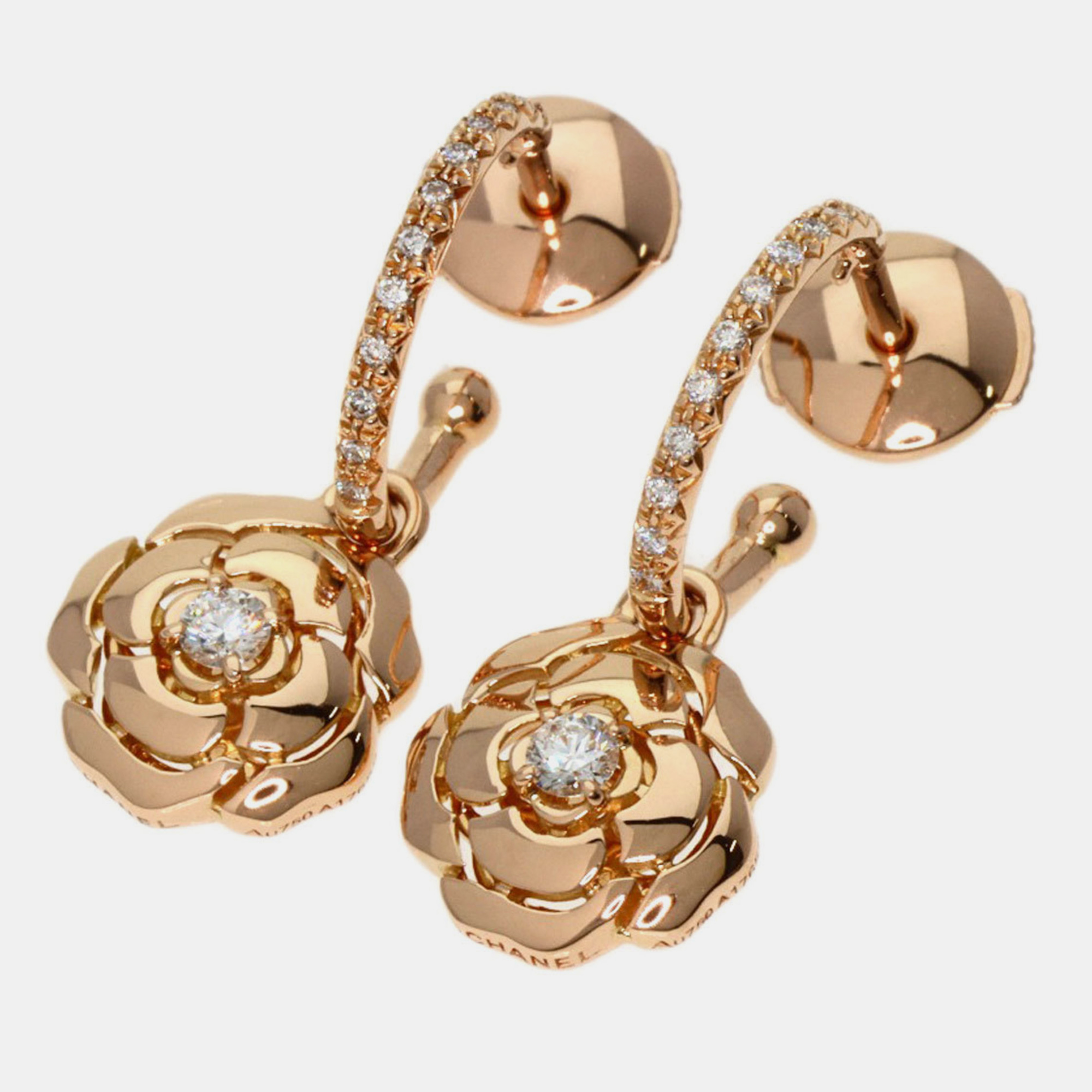 

Chanel 18K Pink Gold Camellia Collection Diamond Earrings