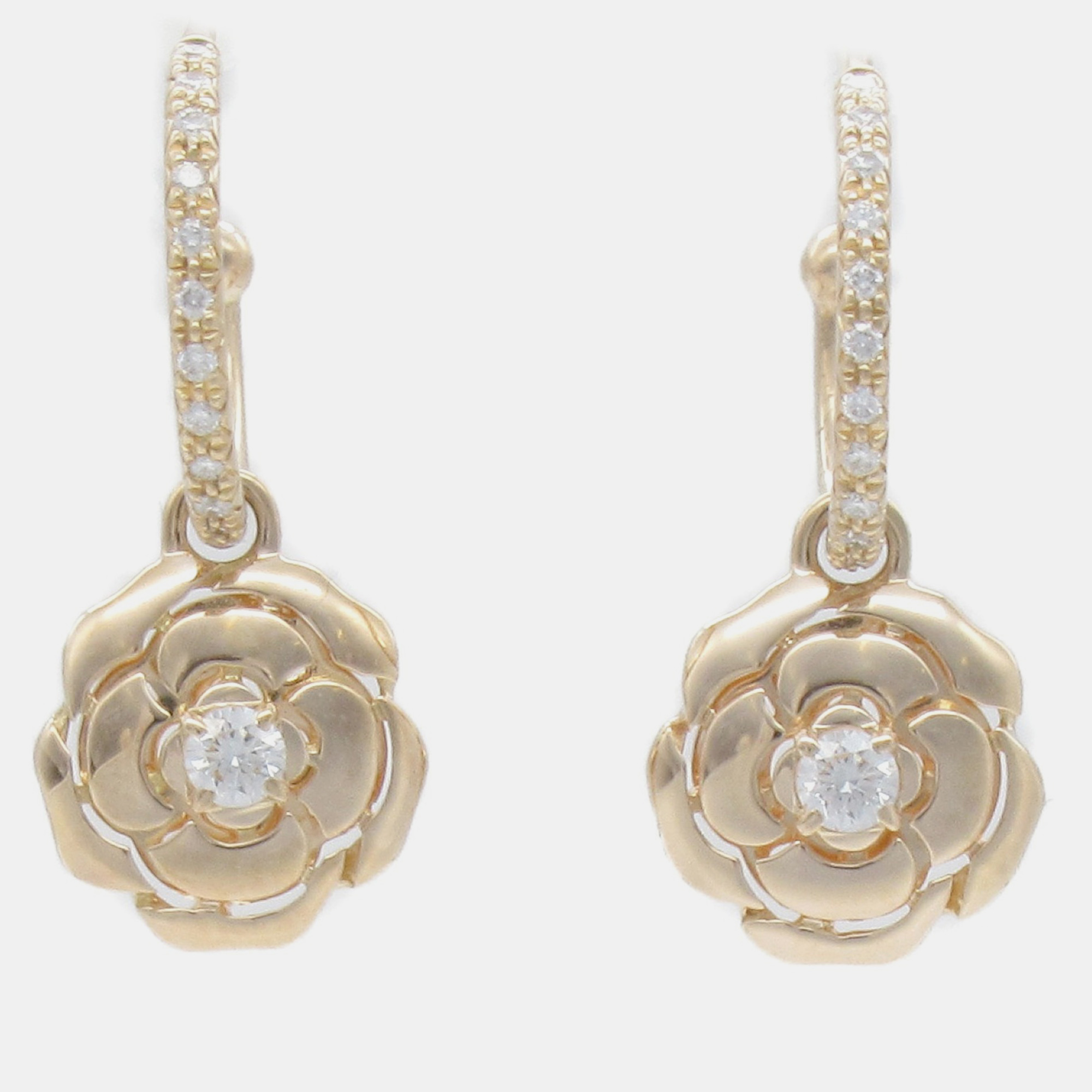 

Chanel 18K Rose Gold Camellia Diamond Pierced Earrings