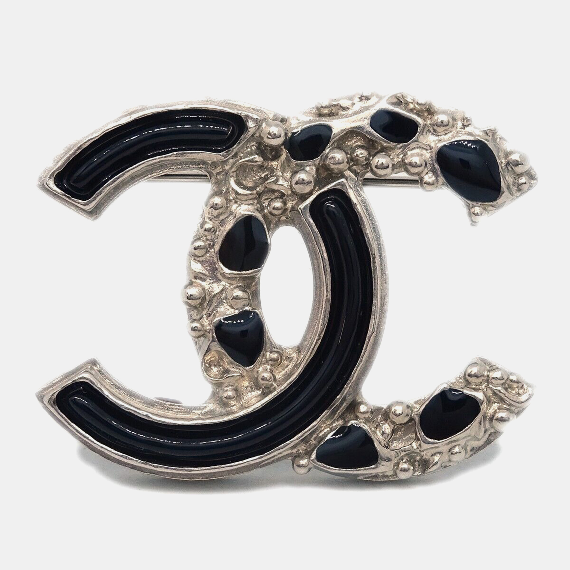 

Chanel Black CC Brooch Pin Corsage