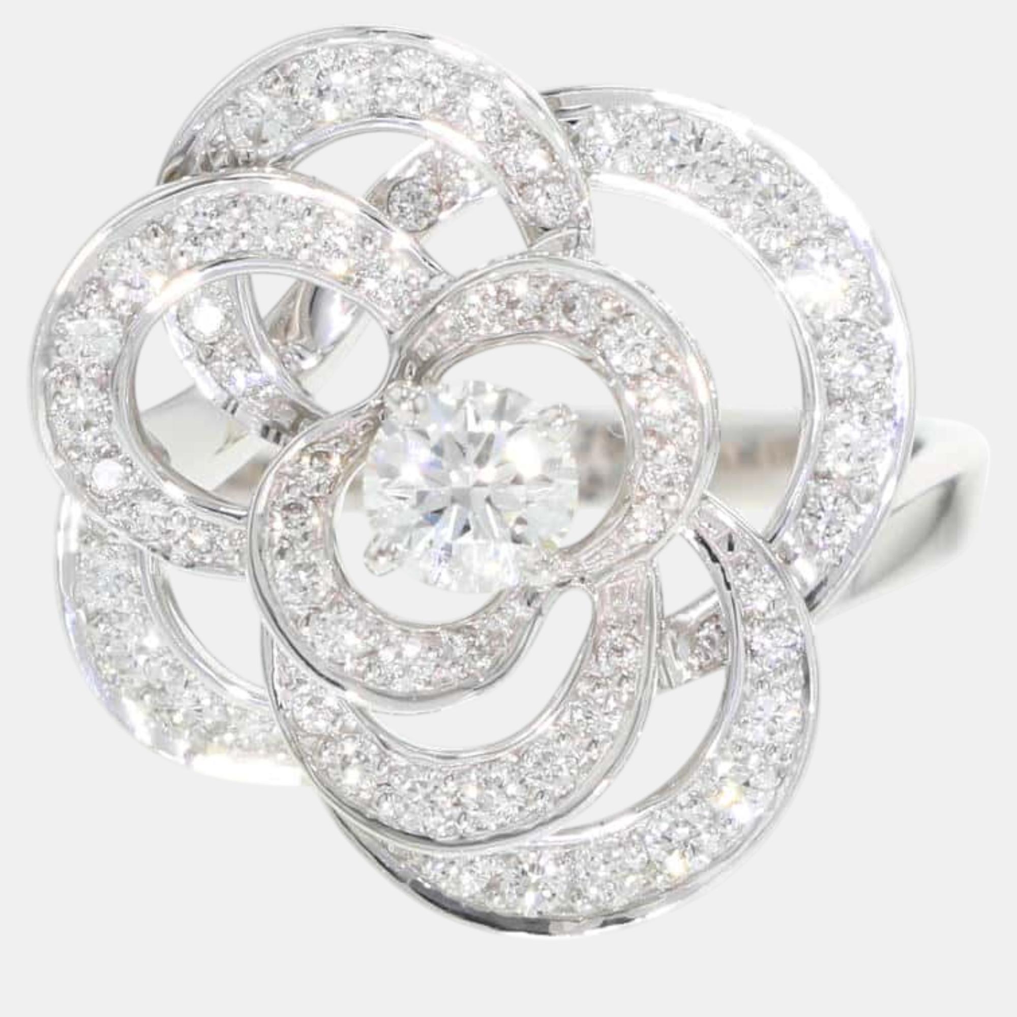 

Chanel Camellia Collection Ring Size, White