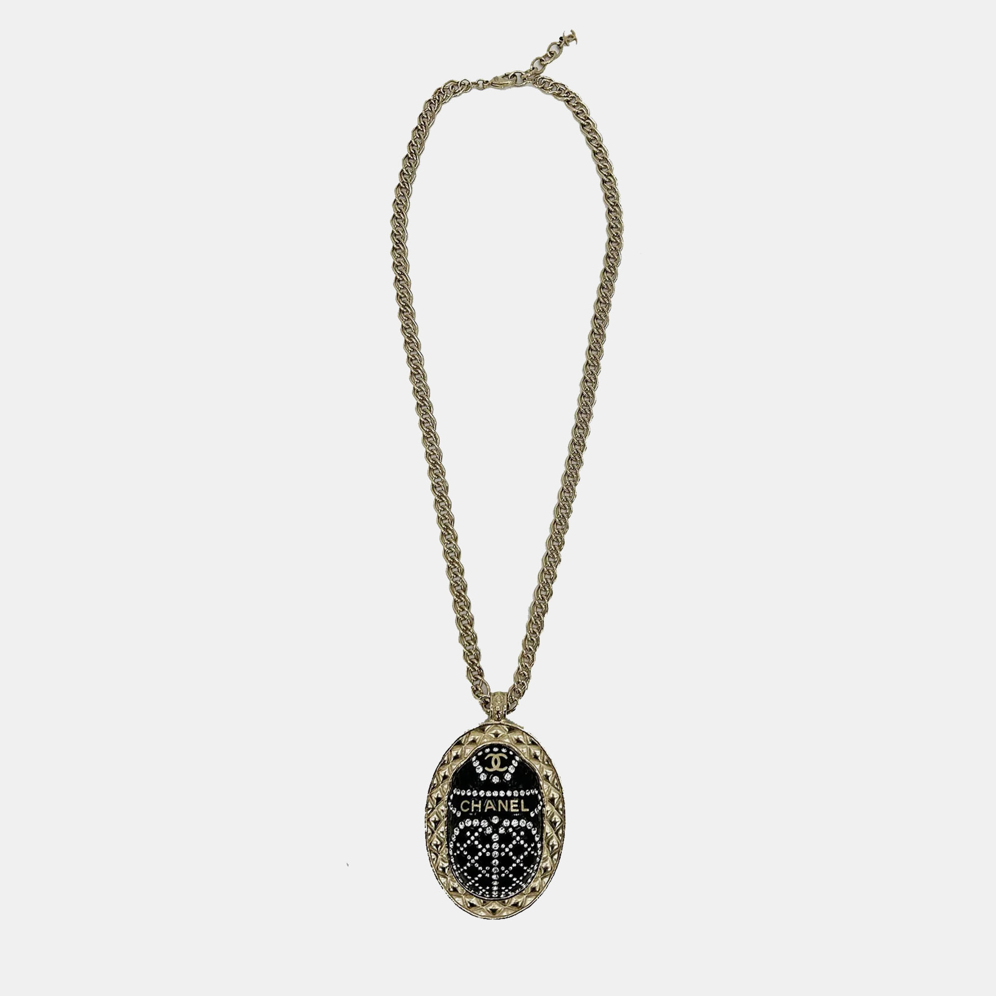 

Chanel Black Rhinestone Egyptian Scarab Necklace