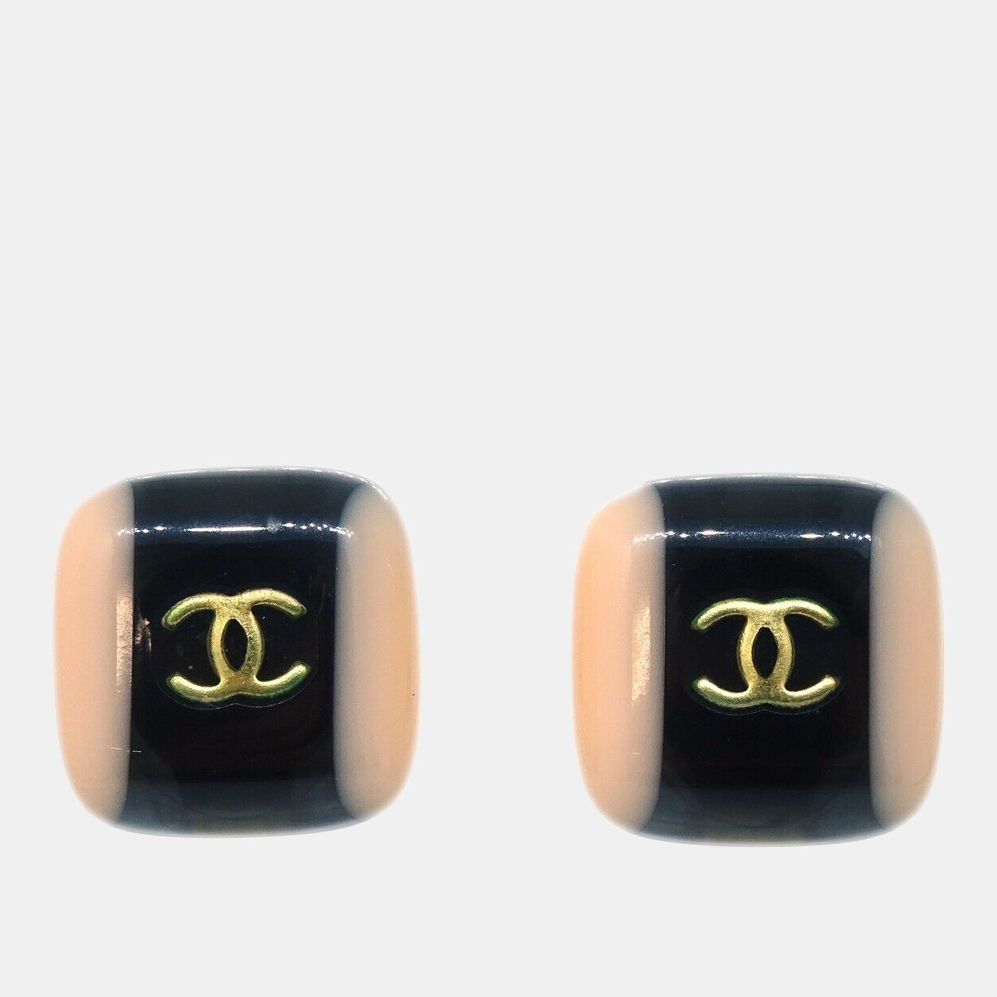 

Chanel Square Earrings Clip-On Black, Beige