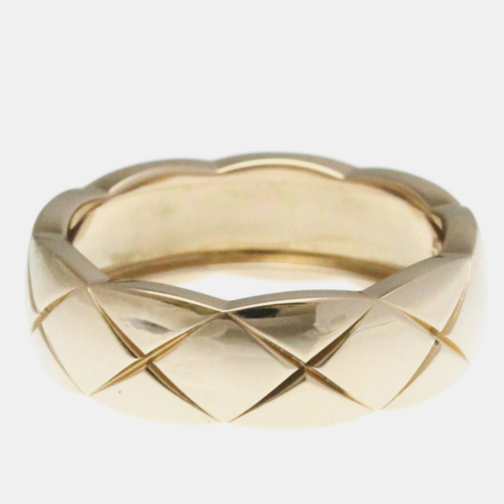 Pre-owned Chanel Coco Crush Medium Size Pink Gold 18k Fashion No Stone Band Ring Pink Gold