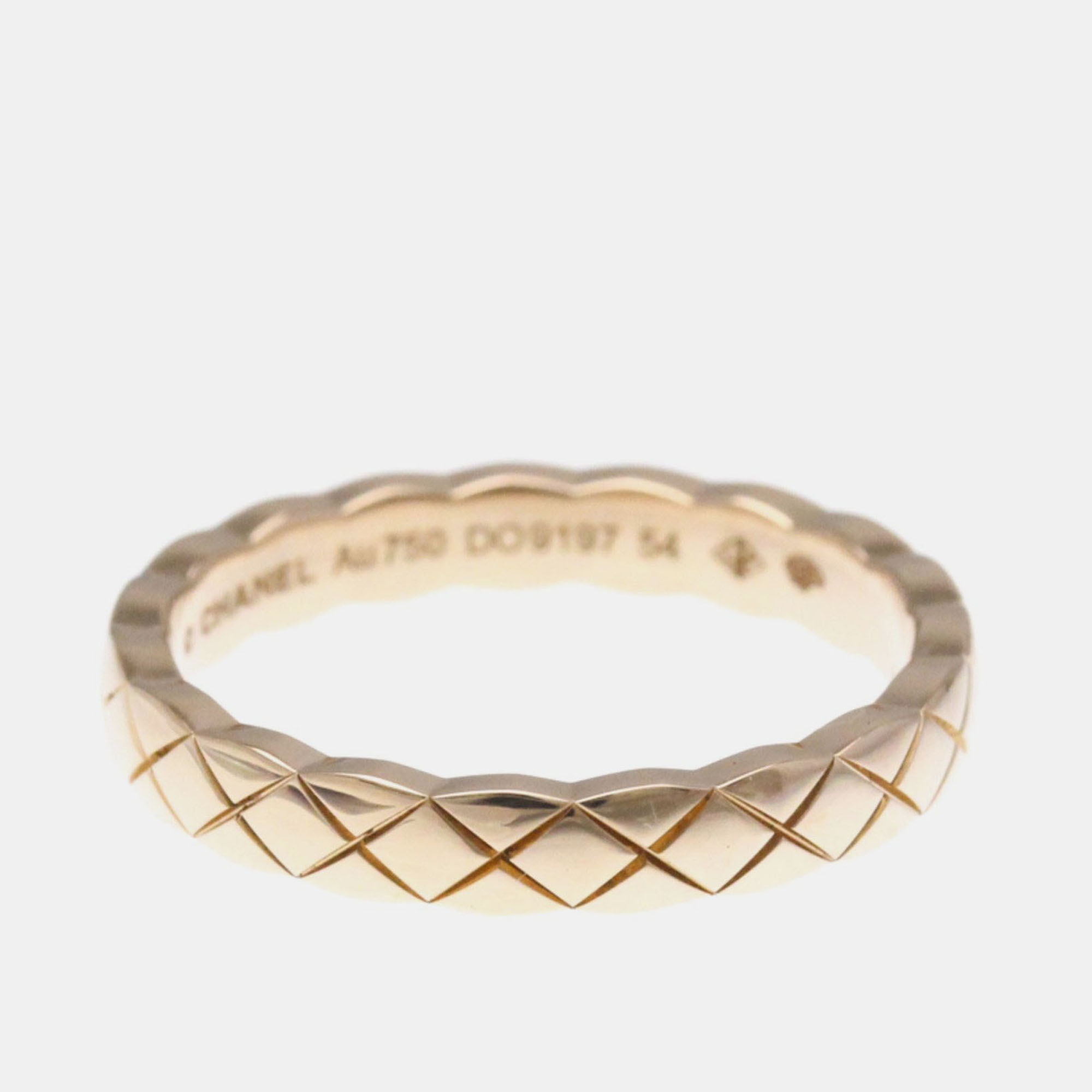 Pre-owned Chanel Coco Crush Ring Mini Model Pink Gold 18k Band Ring Pink Gold