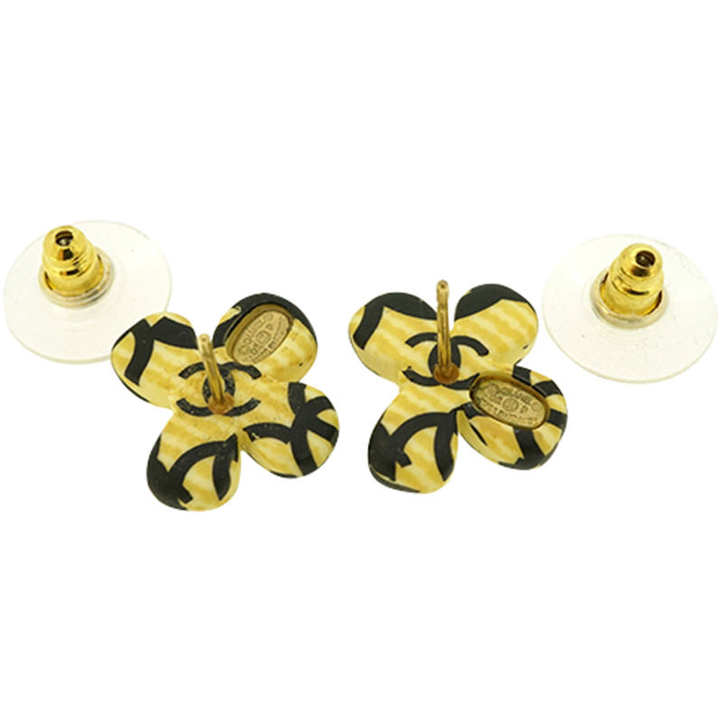 

Chanel Yellow/Black Metal Coco Mark Earrings