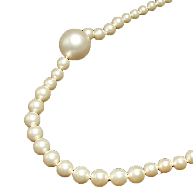 

Chanel CC Faux Pearl Long Necklace, White