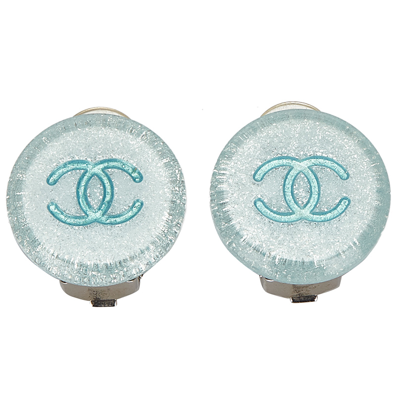 Chanel Blue/Light Blue CC Clip On Earrings