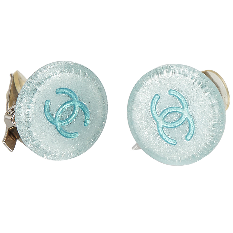 

Chanel Blue/Light Blue CC Clip On Earrings