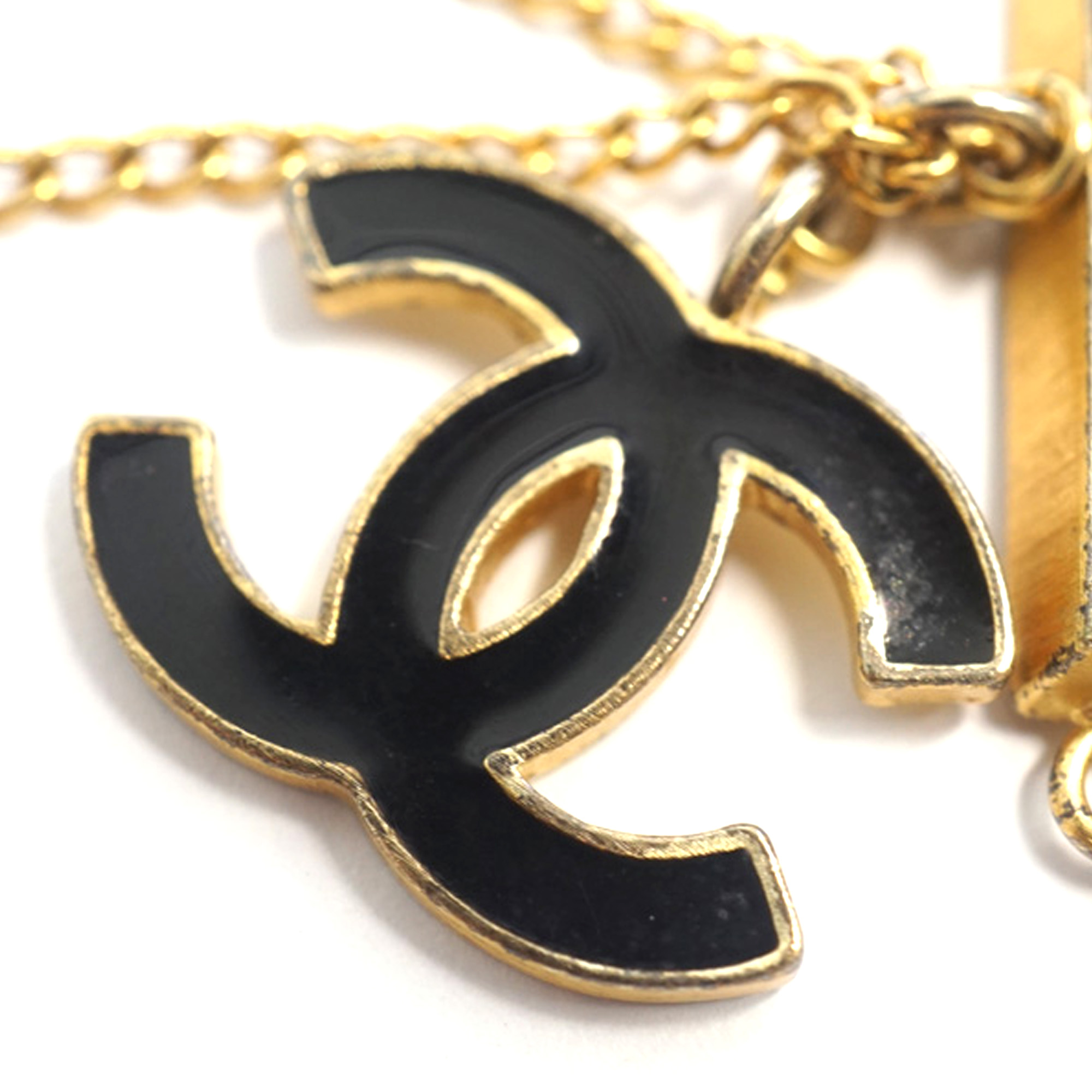 

Chanel CC Flap Charm Gold Brass Necklace, Black