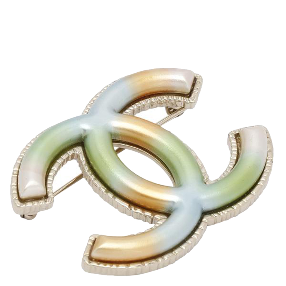 

Chanel Multicolor Rainbow Metal CC Brooch