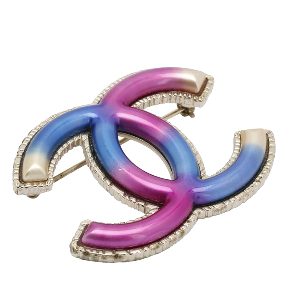 

Chanel Multicolor Rainbow Metal CC Brooch