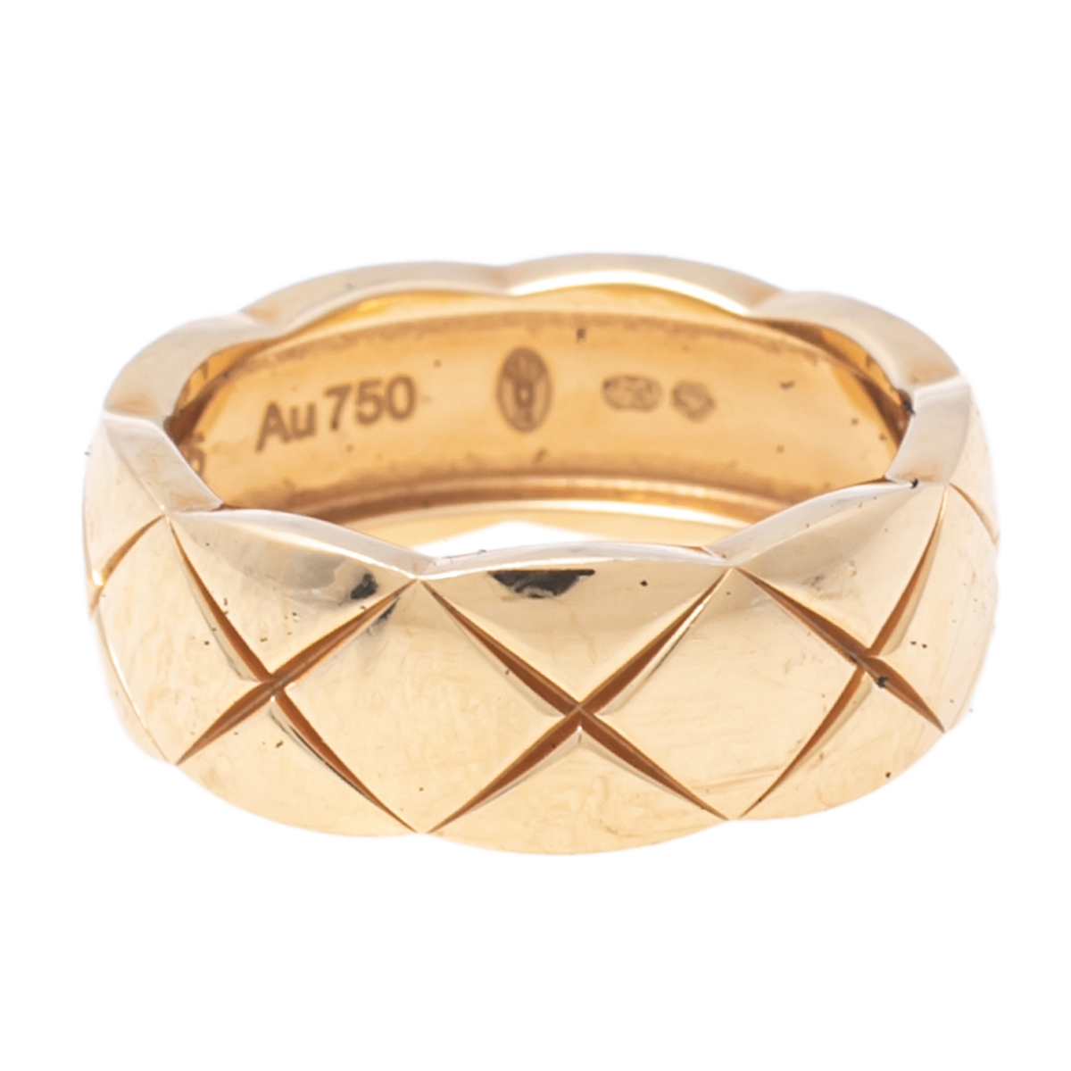 

Chanel Coco Crush Quilted Motif Small Version 18K Yellow Gold Band Ring Size