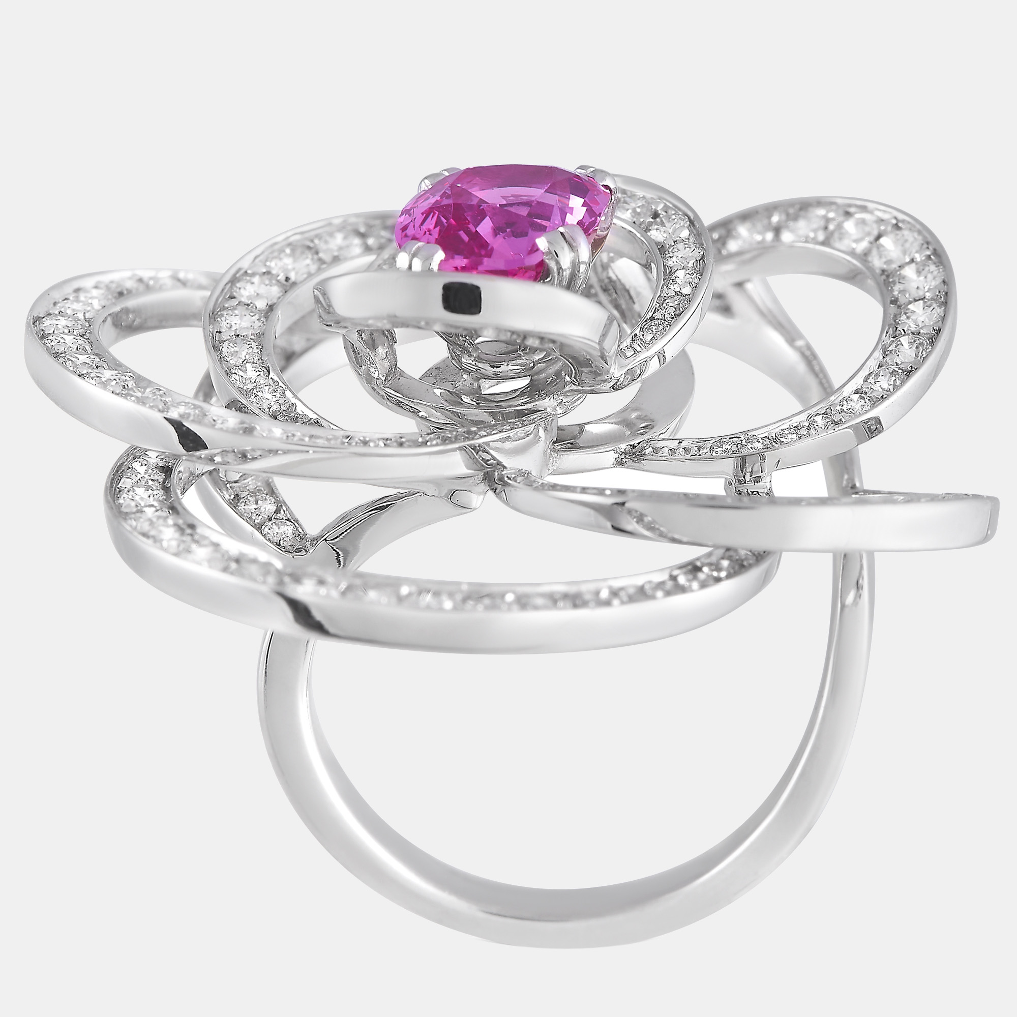 

Chanel CamxE9lia 18K White Gold 2.00 ct Diamond and Pink Sapphire Ring