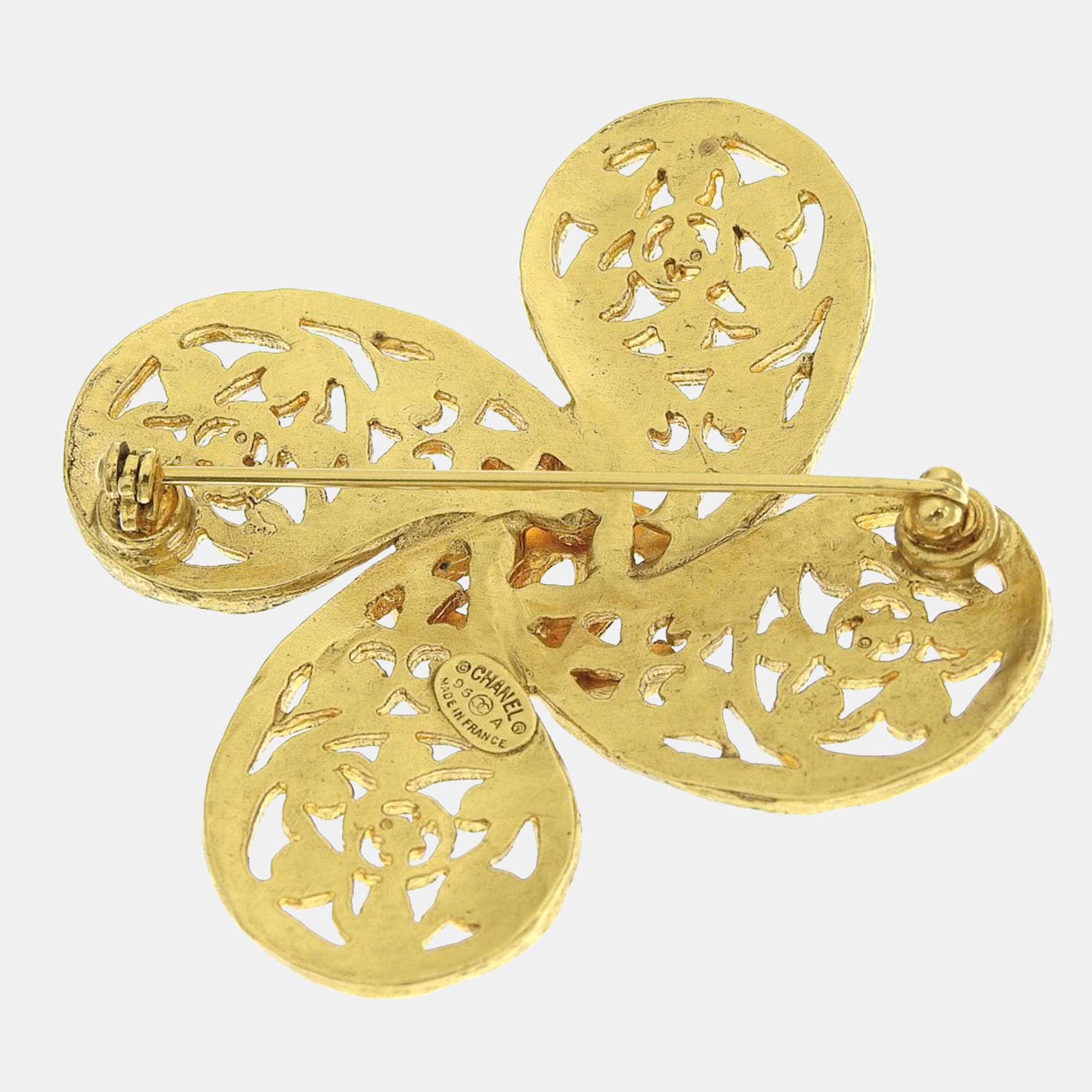 

Chanel Gold Metal CC Paisley Brooch