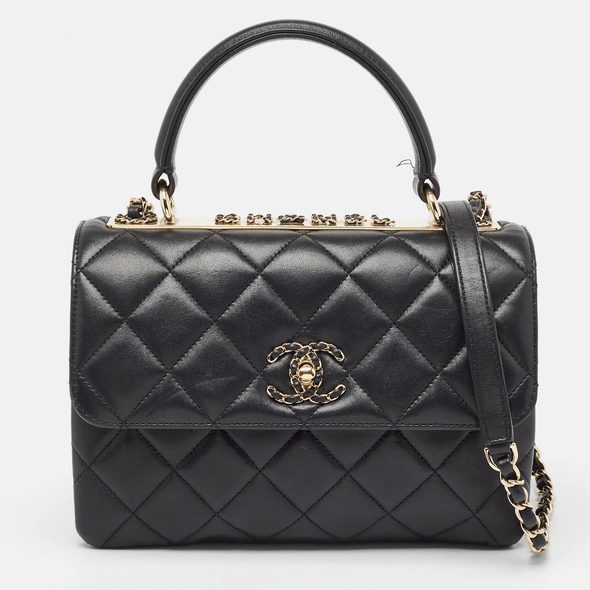 

Chanel Black Quilted Leather  Trendy CC Top Handle Bag