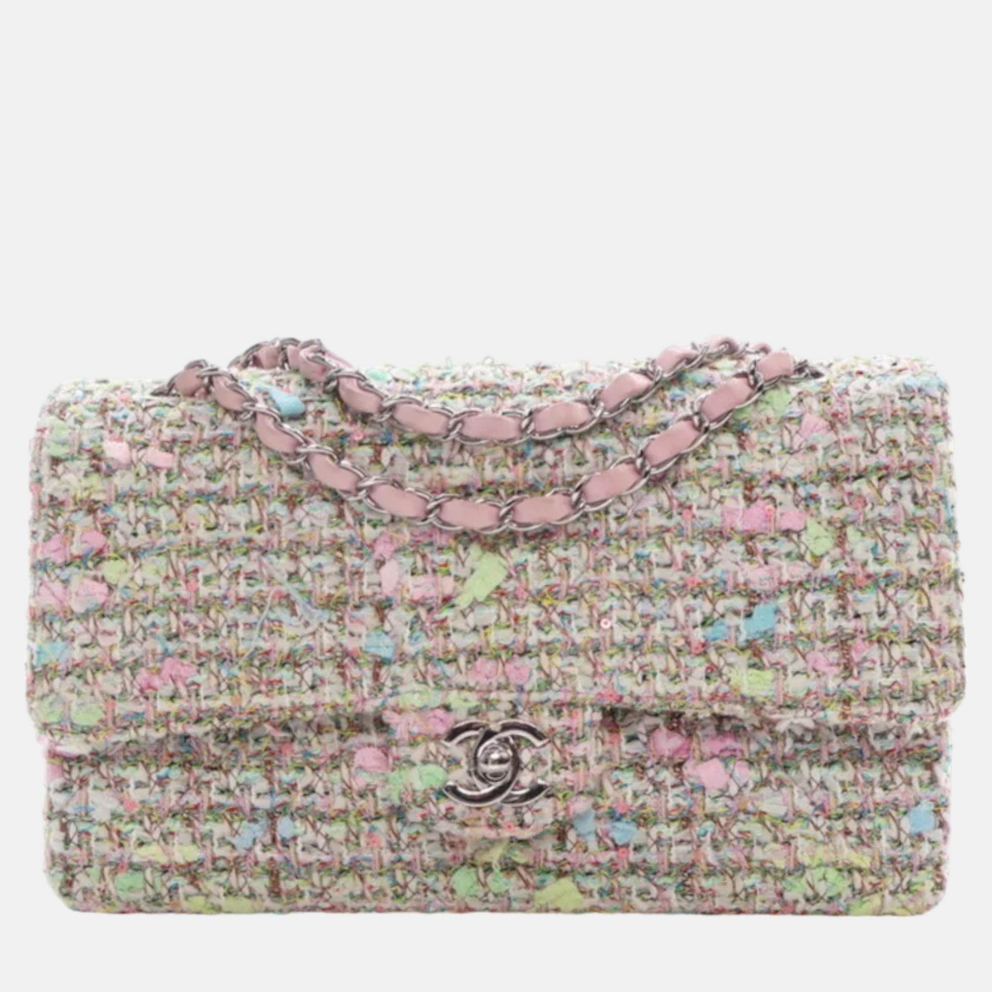 

Chanel Multi Tweed, Leather Medium Classic Double Flap Shoulder Bags, Multicolor