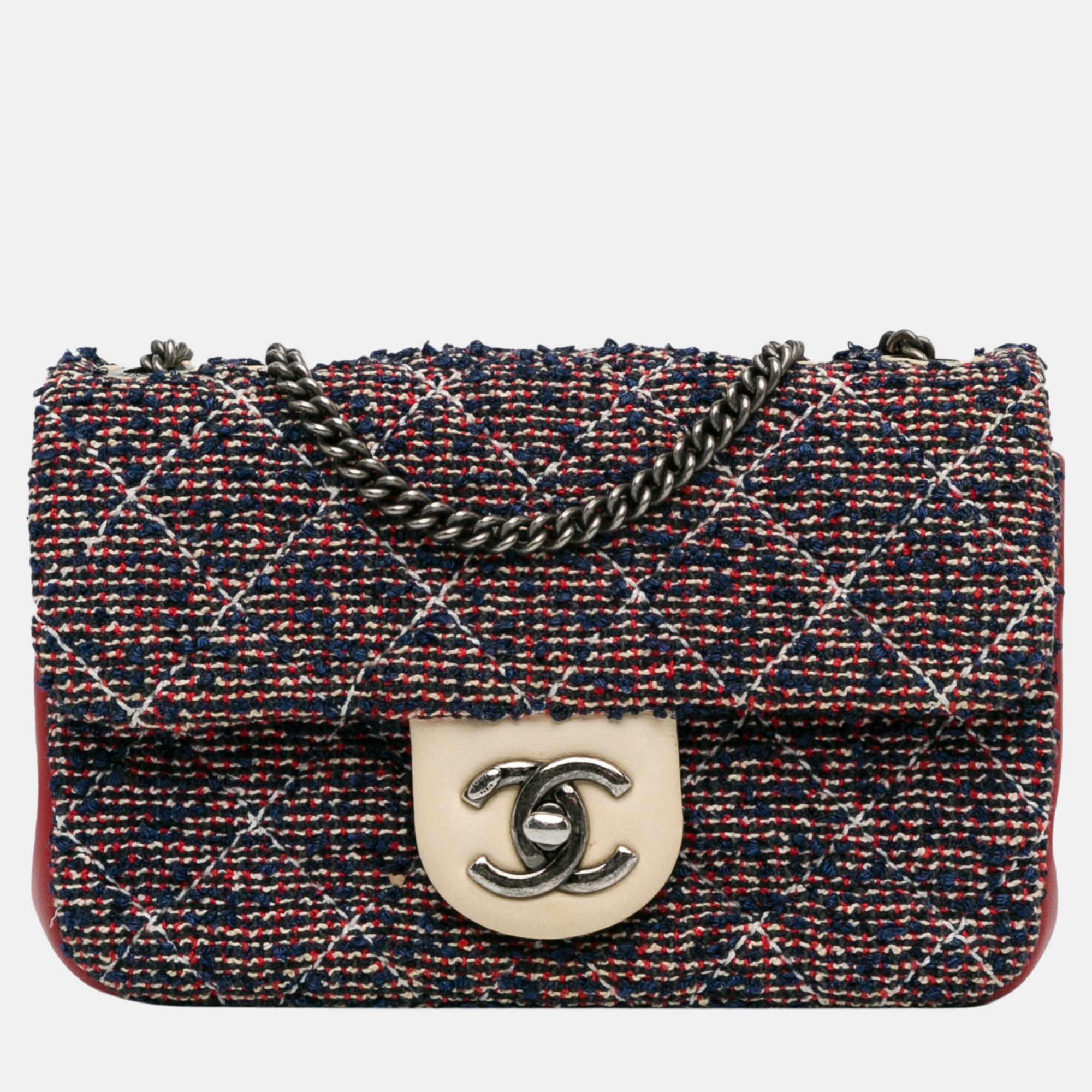 

Chanel Multicolor CC Quilted Tweed Single Flap