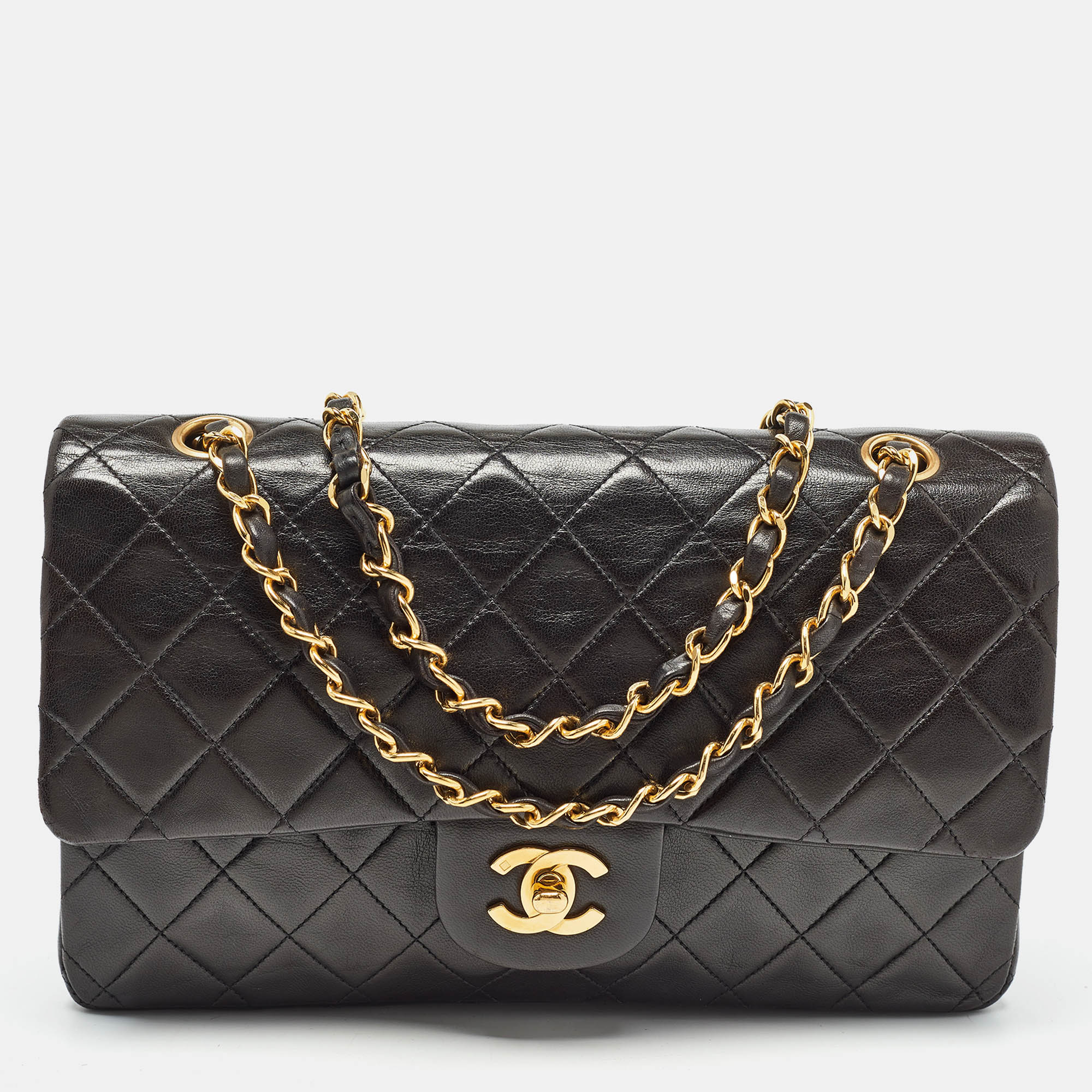 

Chanel Black Quilted Lambskin Leather  Classic Double Flap Bag