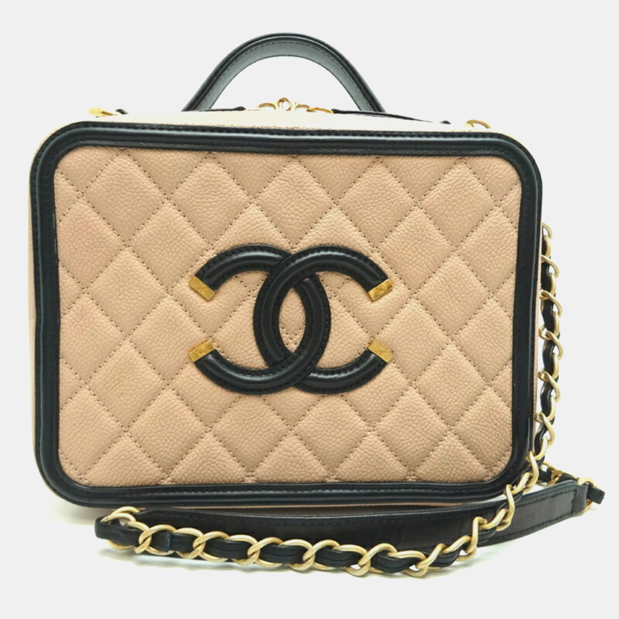 

Chanel Beige Caviar Leather Large Filigree Vanity Case
