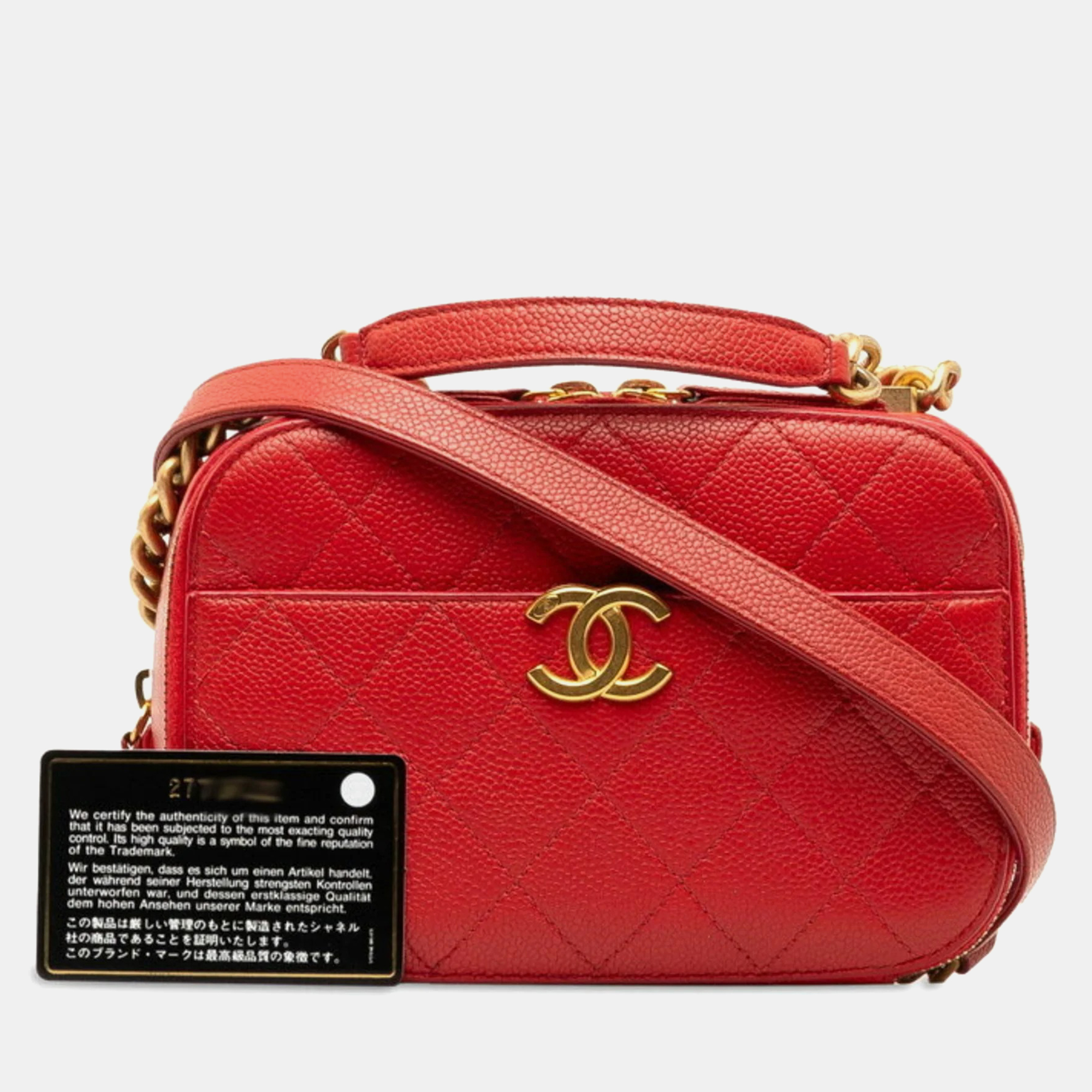 Chanel Red Quilted Caviar Leather Chic Affinity Shoulder Bag 