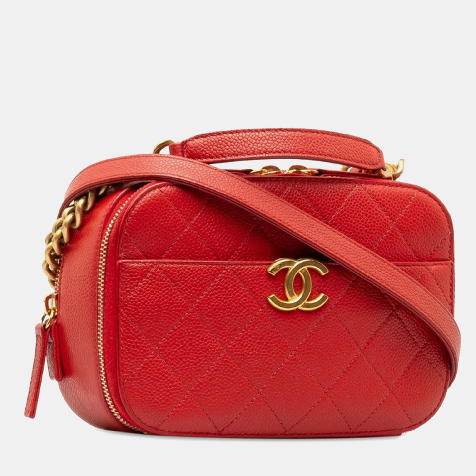 Chanel Red Quilted Caviar Leather Chic Affinity Shoulder Bag 