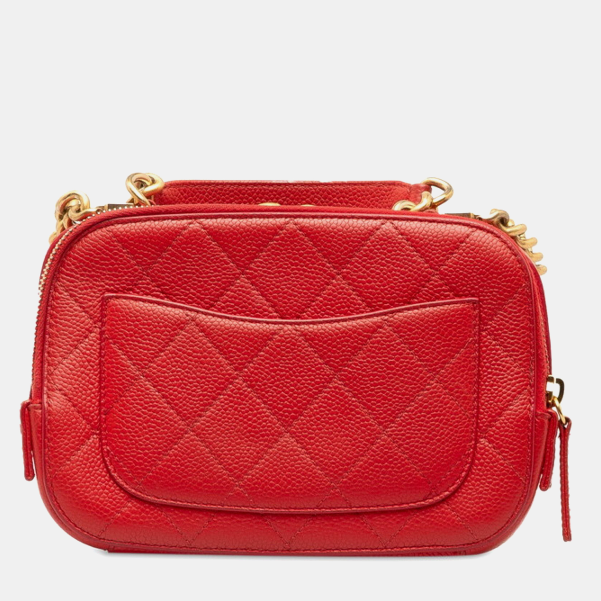 Chanel Red Quilted Caviar Leather Chic Affinity Shoulder Bag 