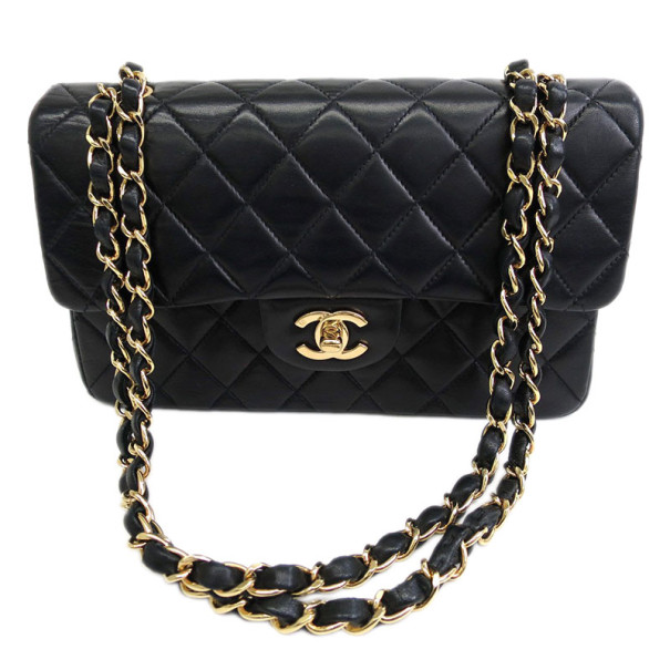 Chanel Black Lambskin Small Double Flap Shoulder Bag Chanel