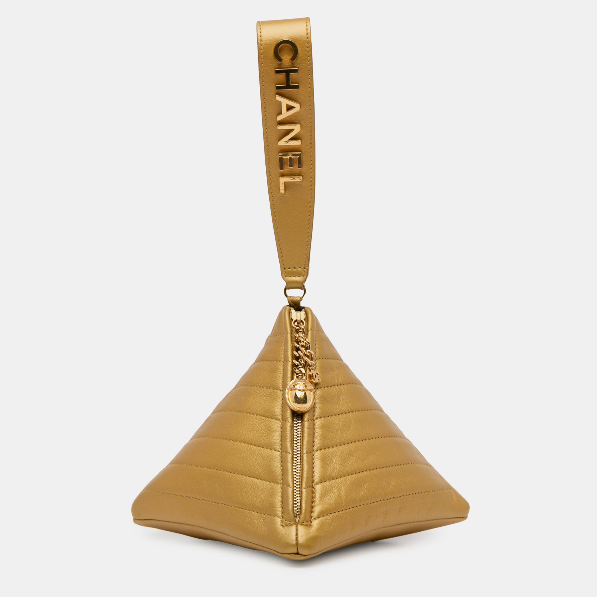 

Chanel Pyramid Leather Clutch, Gold