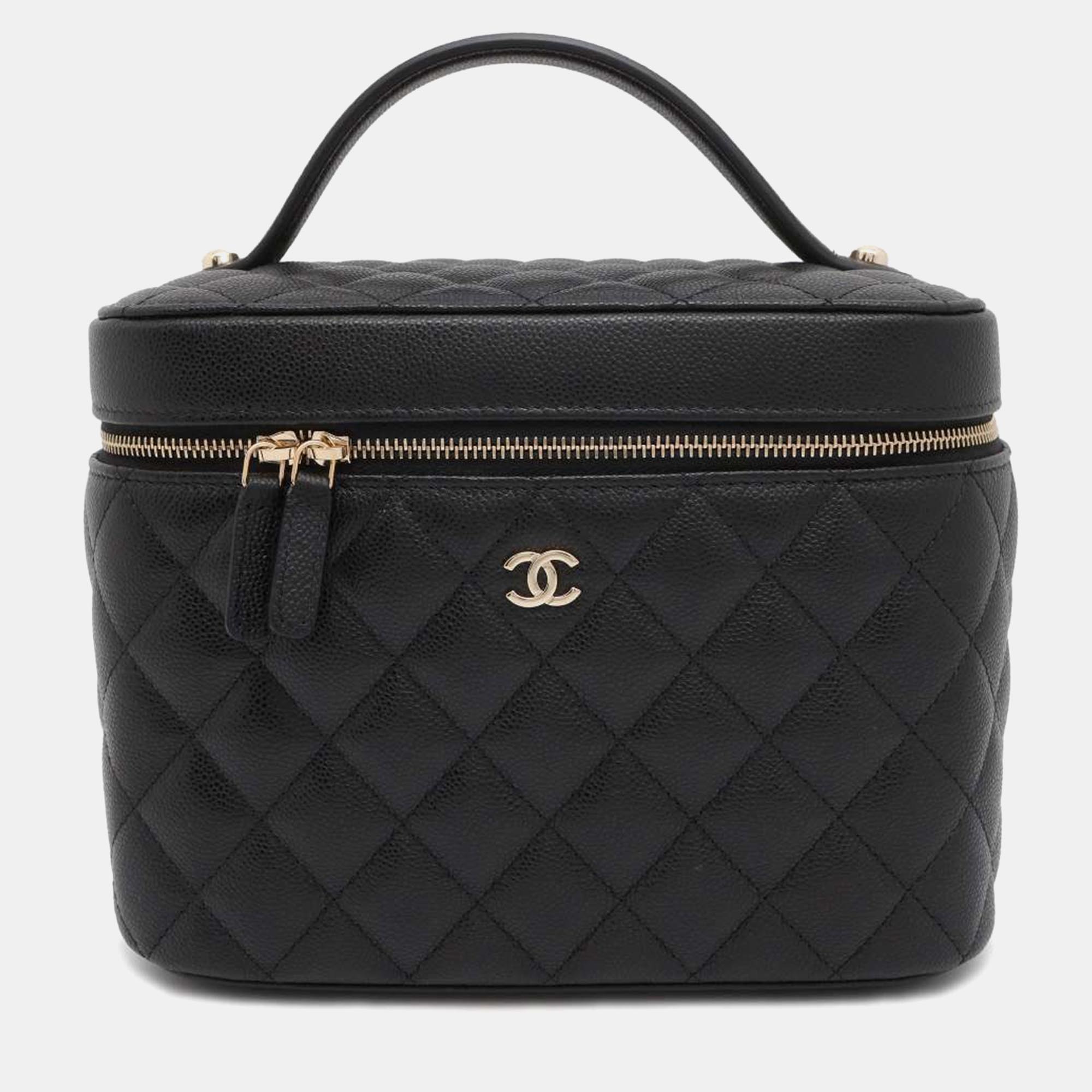 

Chanel Black Leather Caviar Vanity Case