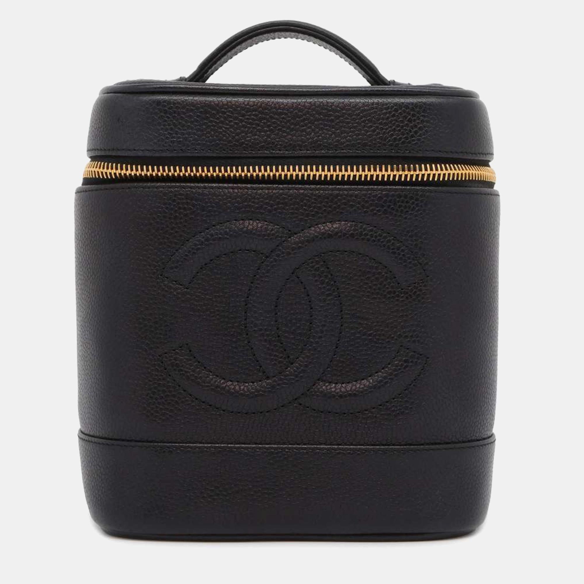 

Chanel Black Leather CC Timeless Vanity Case Bag