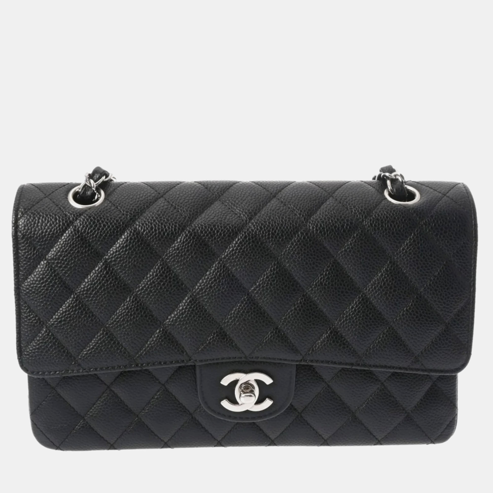 

Chanel Black Caviar Leather  Classic Double Flap Shoulder Bag