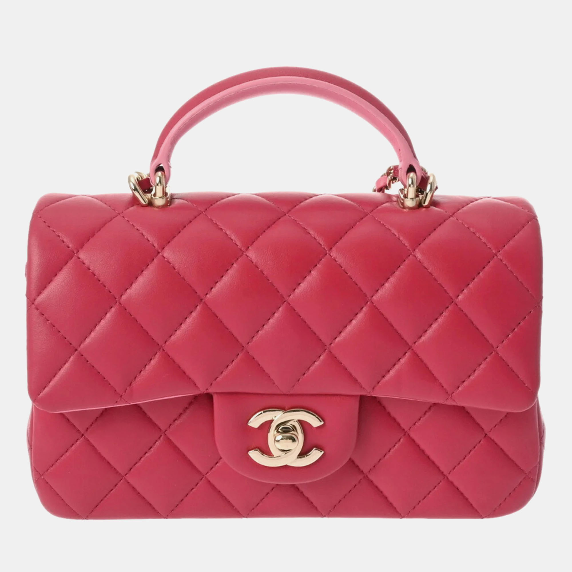 

Chanel Pink Leather Rectangular Mini Top Handle Flap Bag