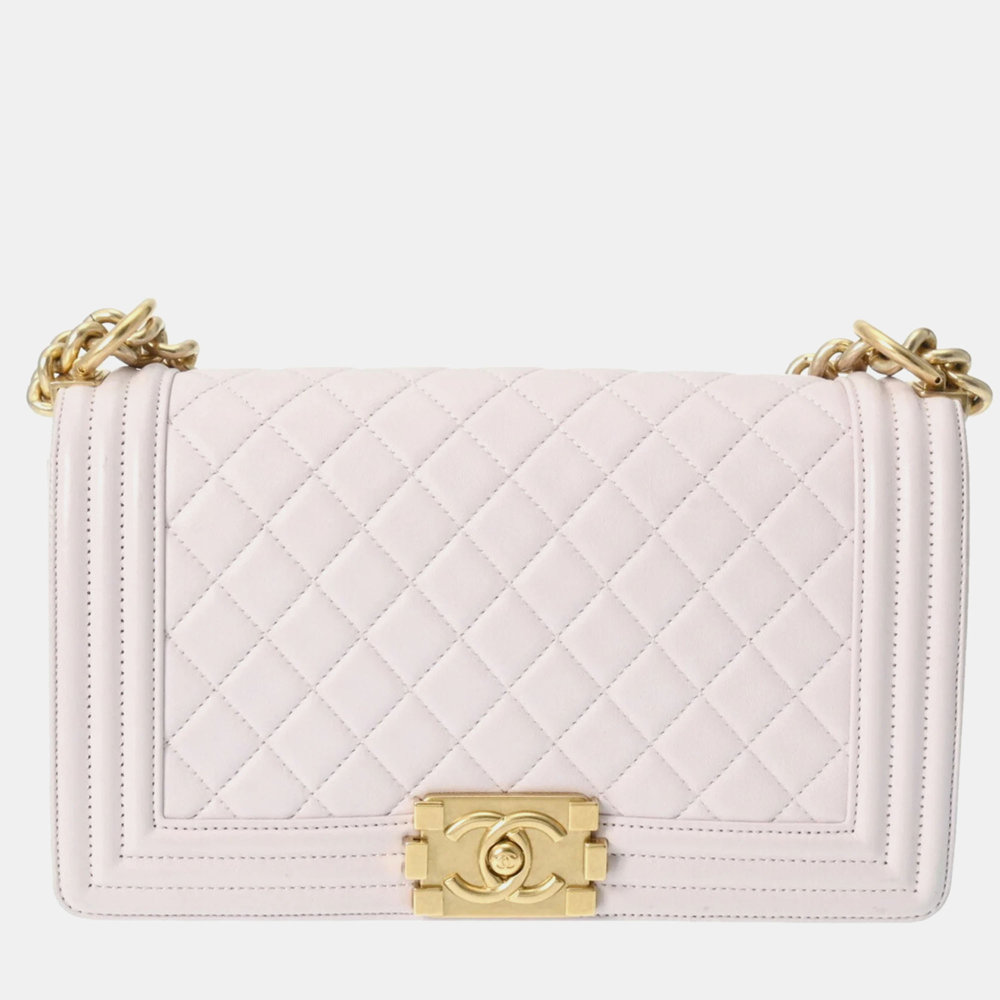 

Chanel Light Pink Lambskin Leather Medium Boy Shoulder Bags