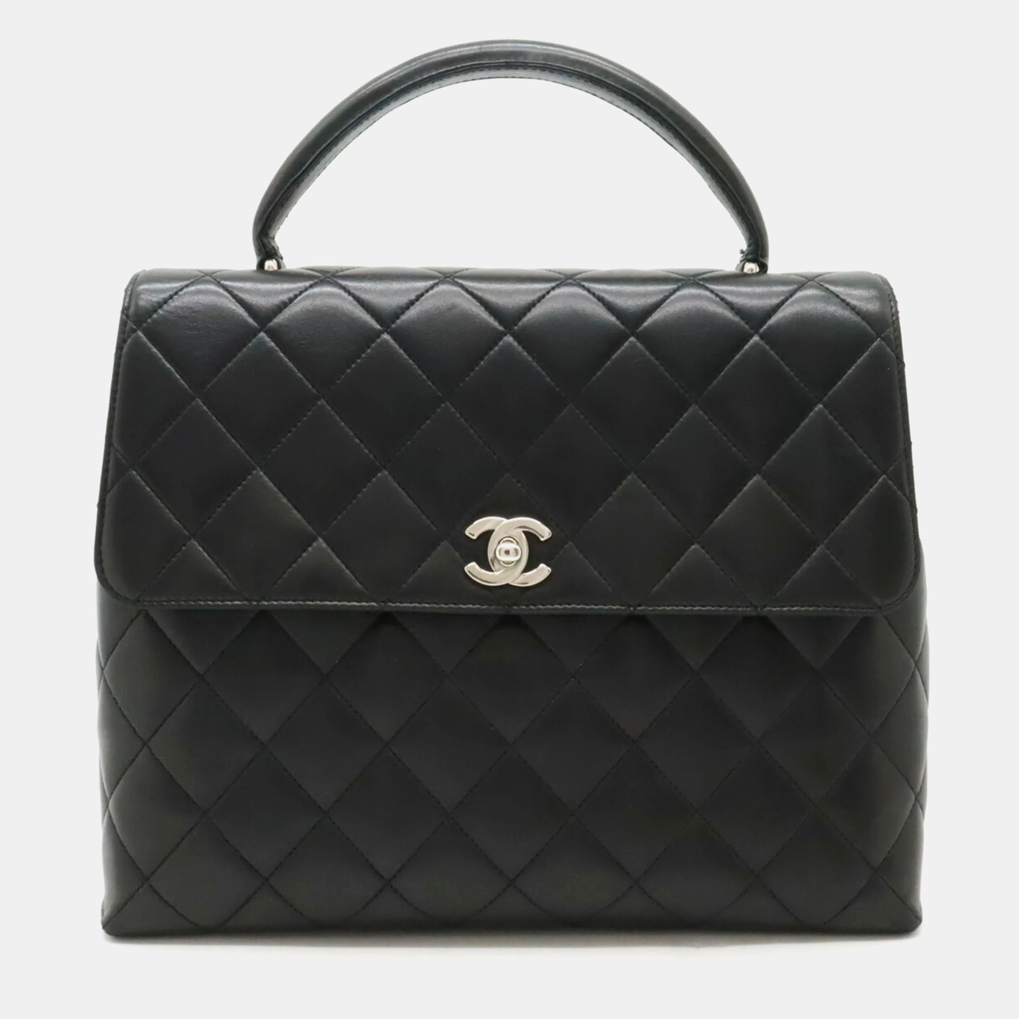 

Chanel Black Lambskin Leather Kelly Top Handle Bags