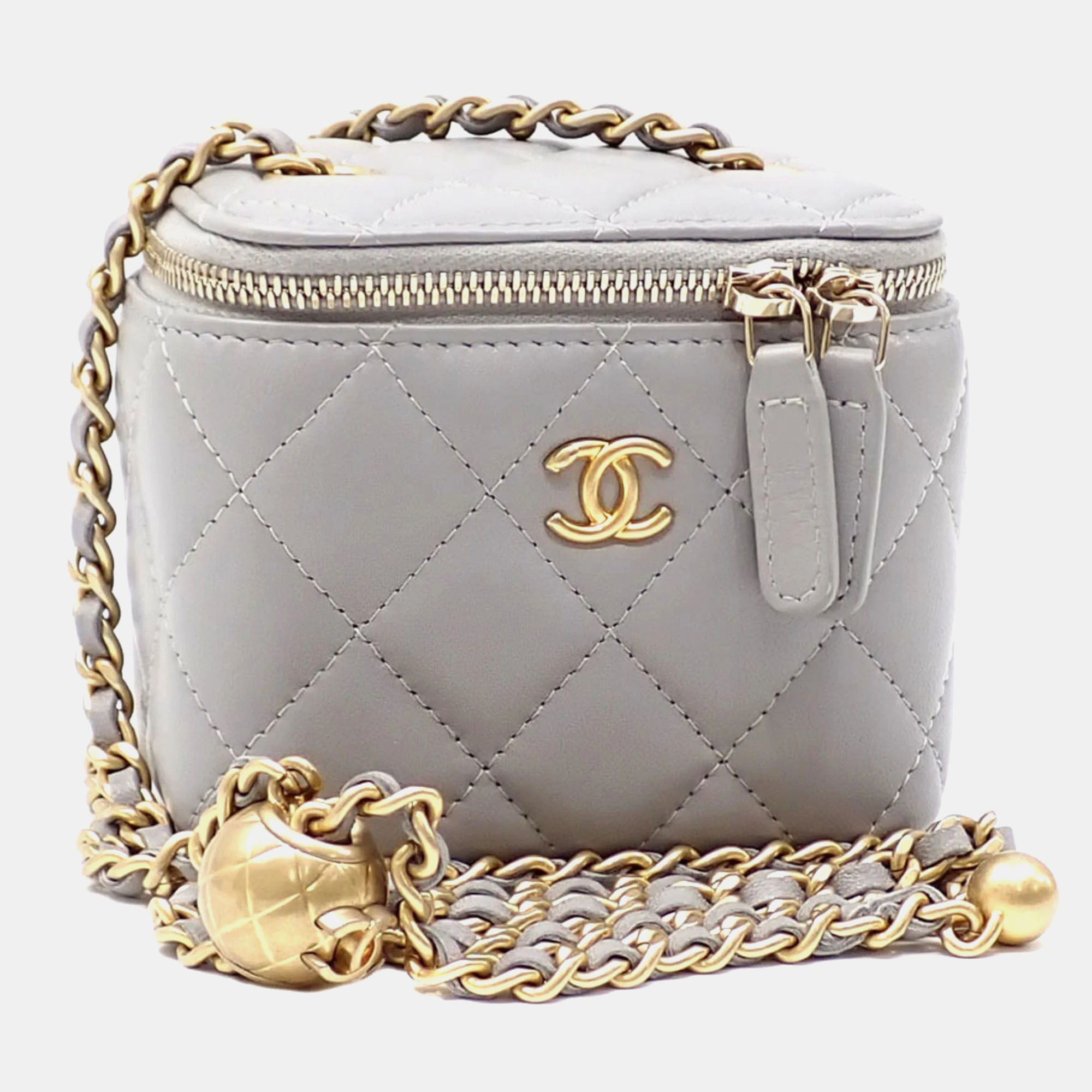 

Chanel Grey Leather Vanity Case Crossbody Bag